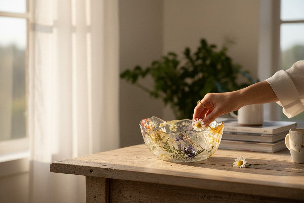 Pressed Flower Resin Art Bowl