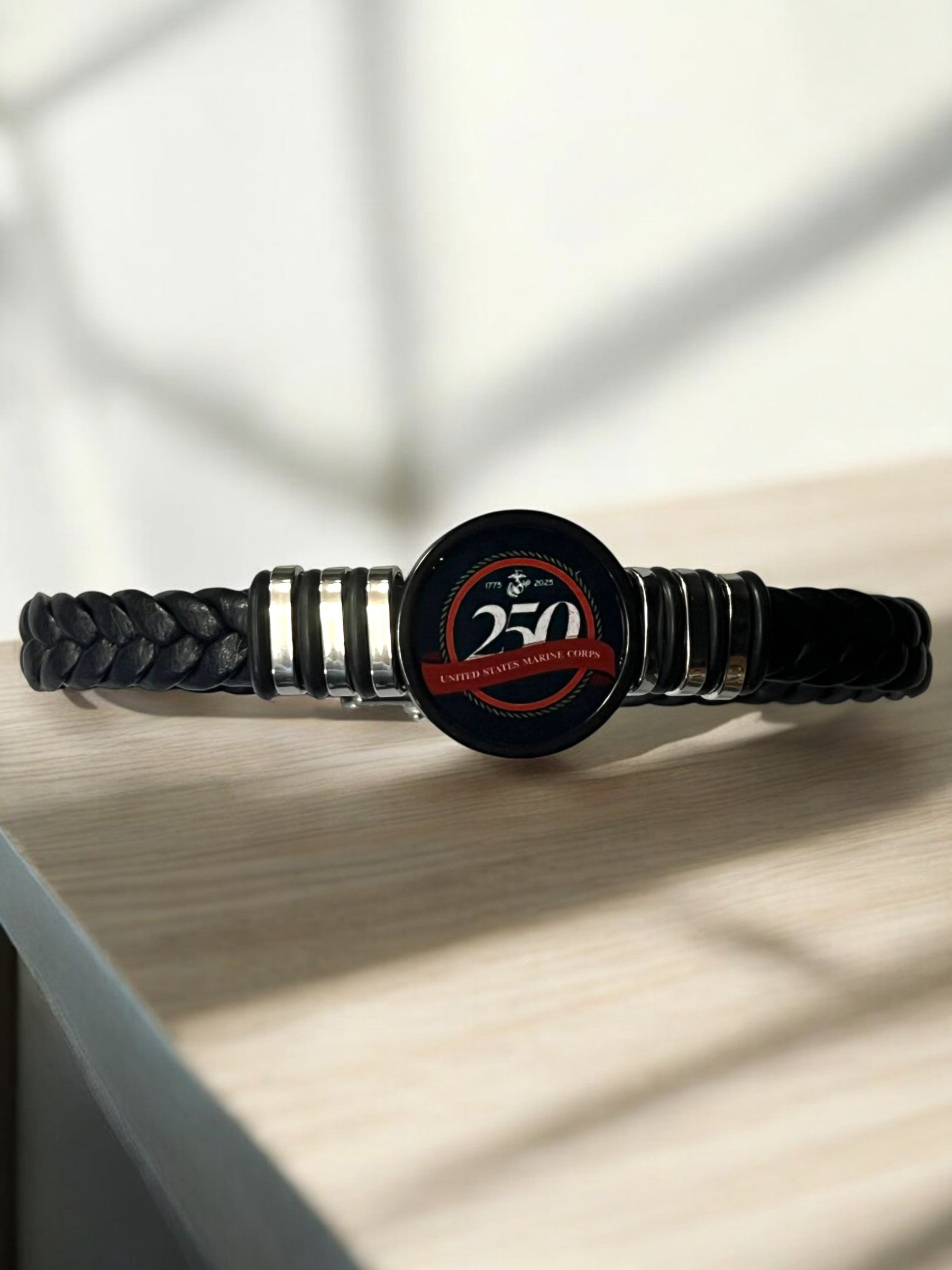 Officially Licensed Marine Braided Leather Bracelet - 250th Anniversary Collection