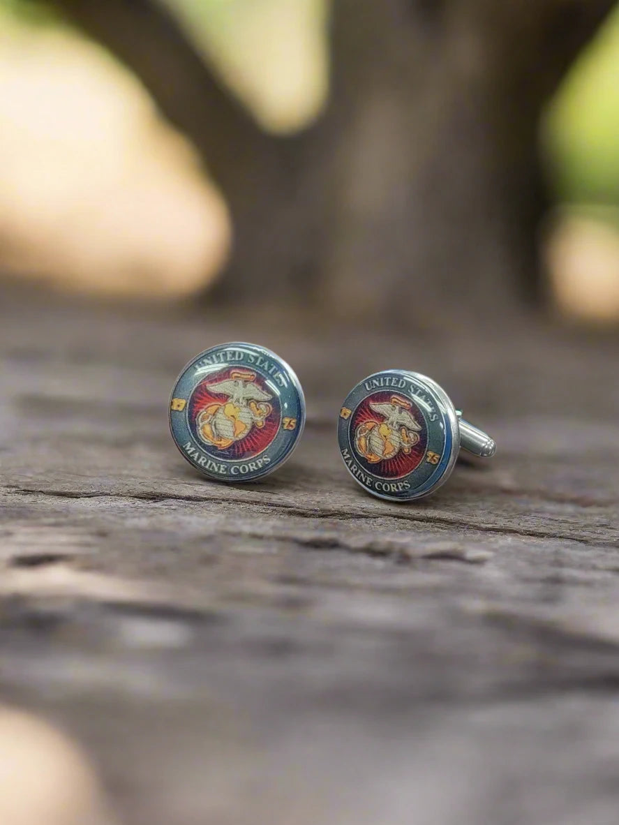 Military Cufflinks - Officially Licensed, Non Tarnish Navy - Air Force - Coast Guard- Army - Space Force - Marine Corps