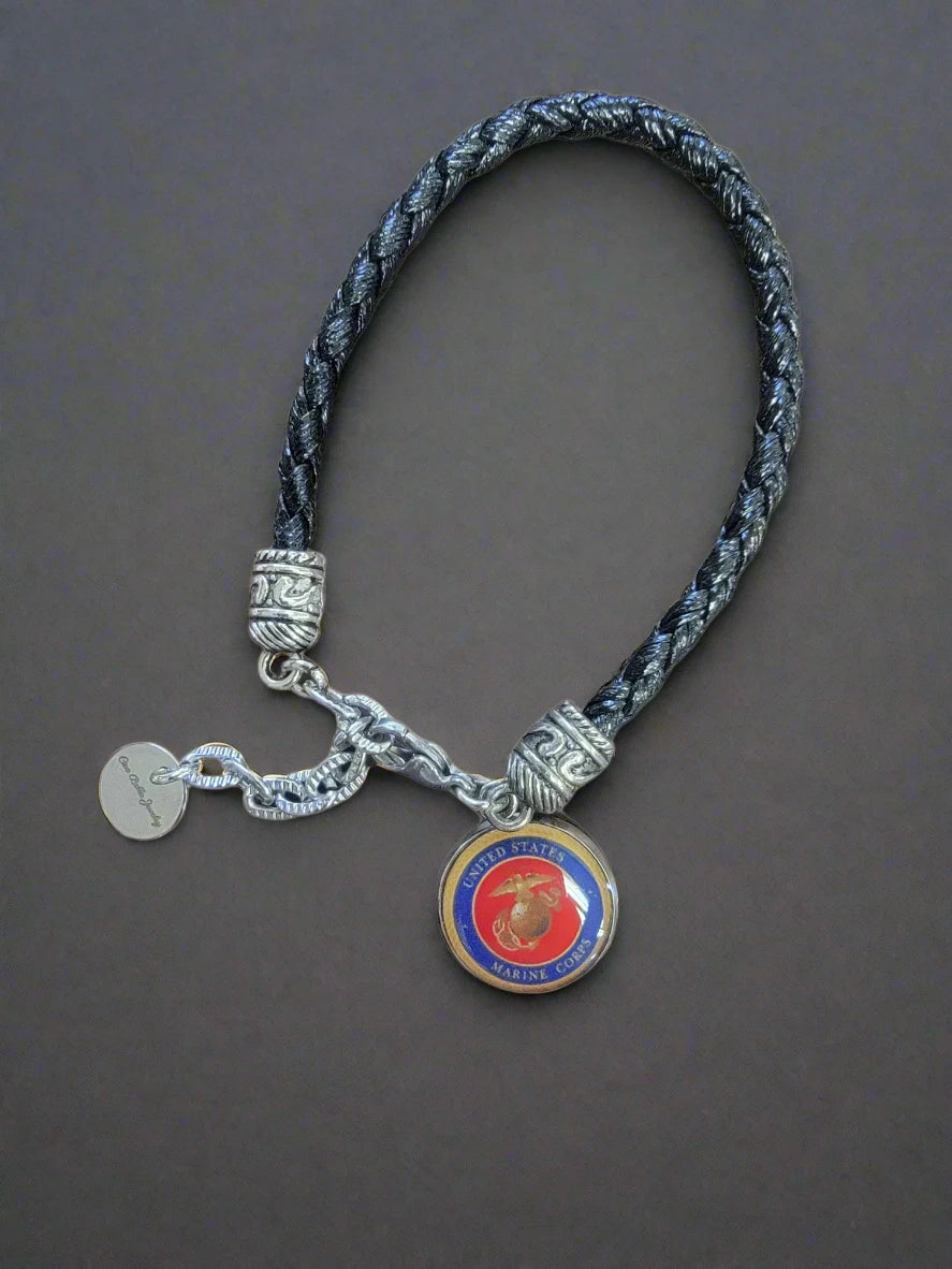 Military Leather Rope Charm Bracelet - Officially Licensed