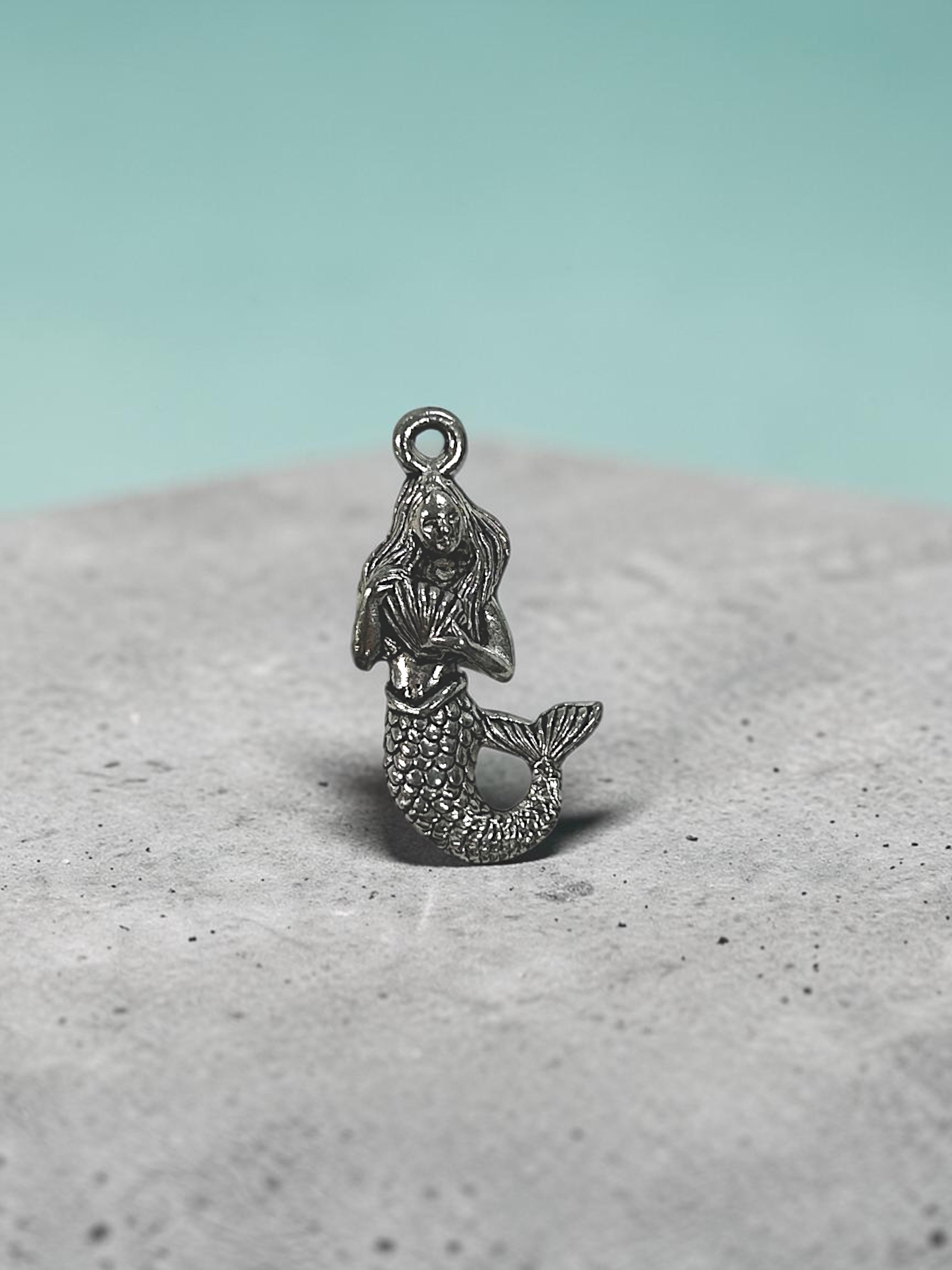 Silver Mermaid Pewter Charm Pendant | Travel Charm