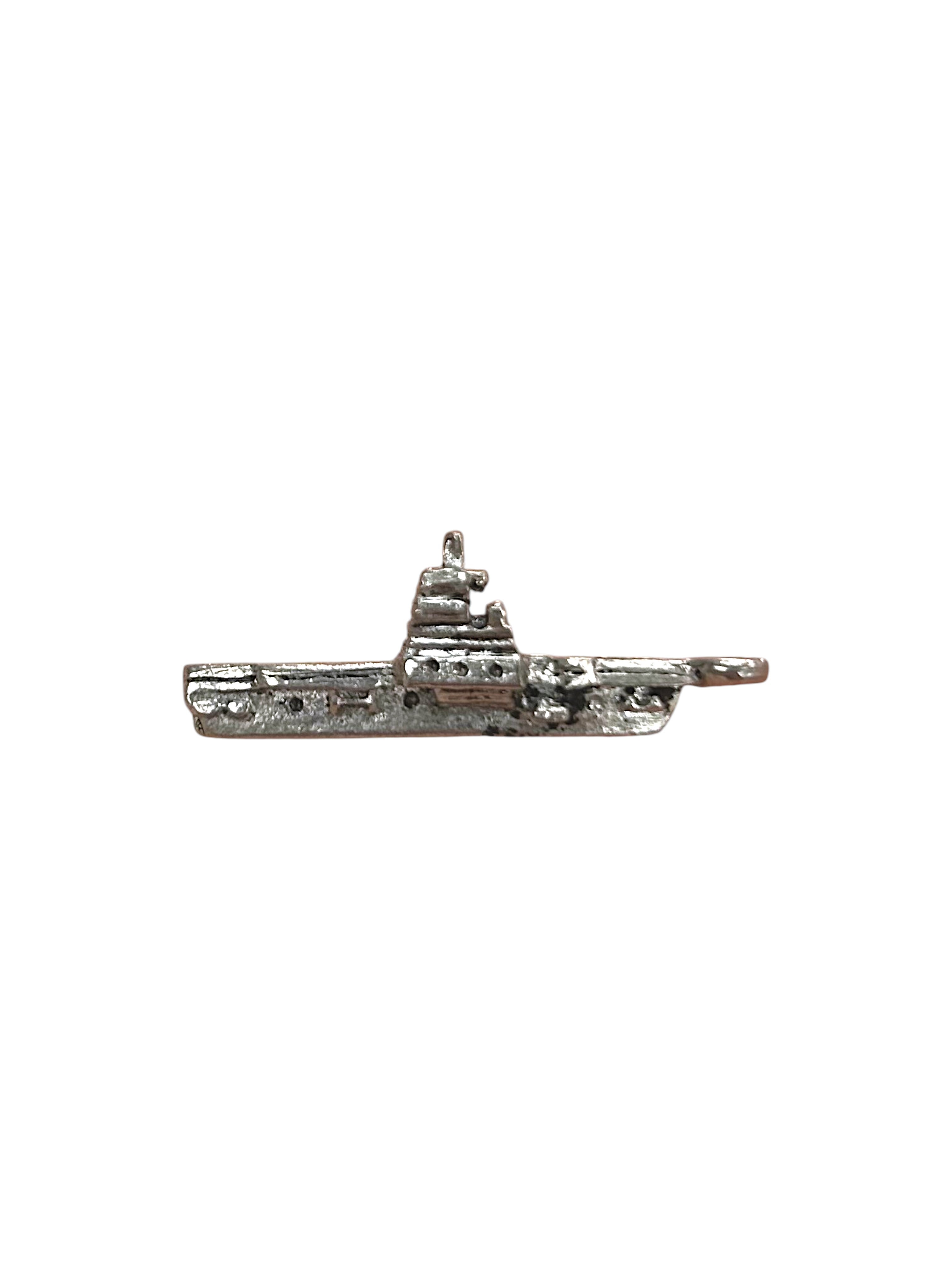 Silver Naval Aircraft Carrier Pewter Charm Pendant | Travel Charm