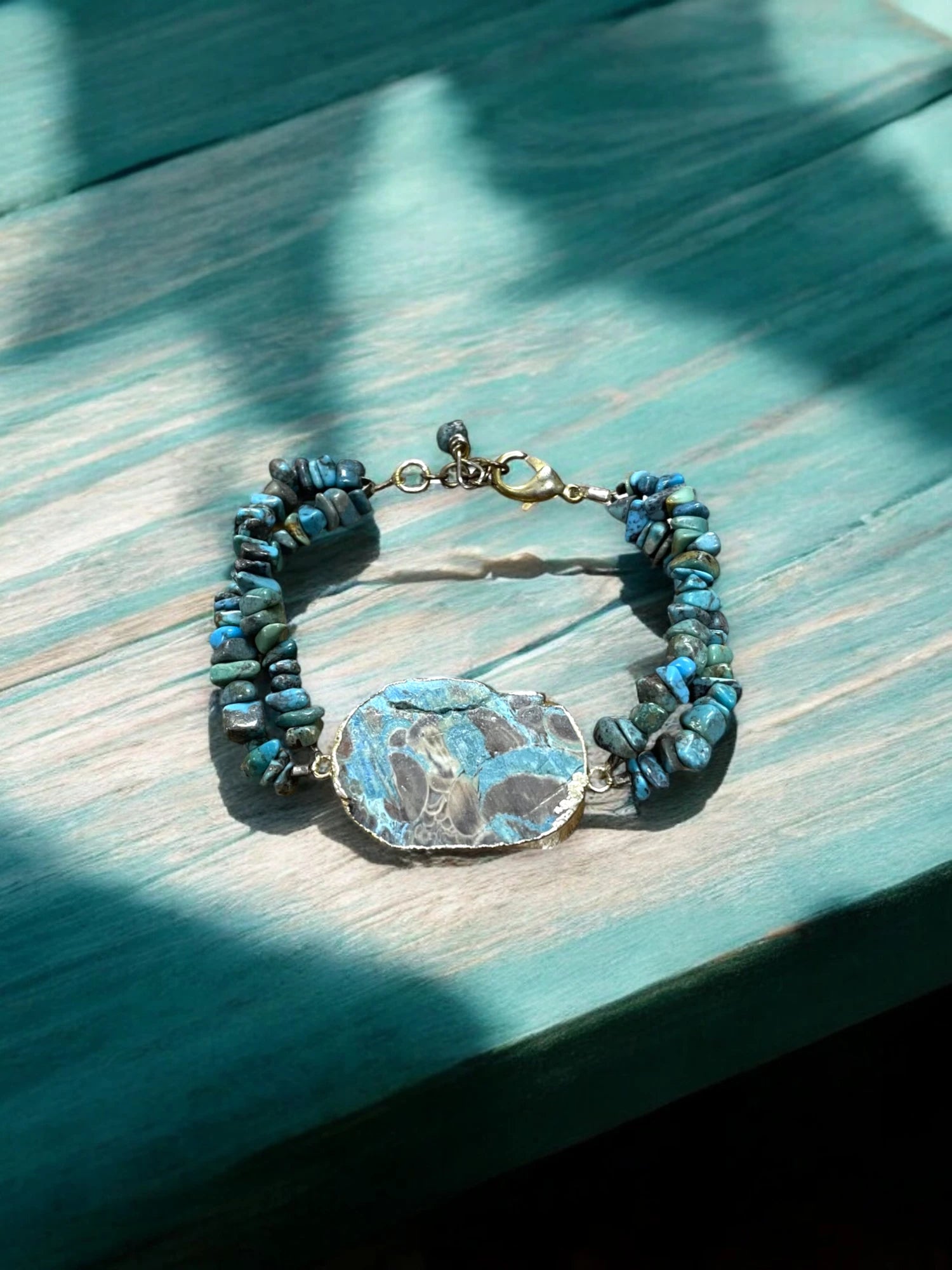 Ocean Jasper & Crazy Lace Agate Double Strand Bracelet, Gemstone Bracelet