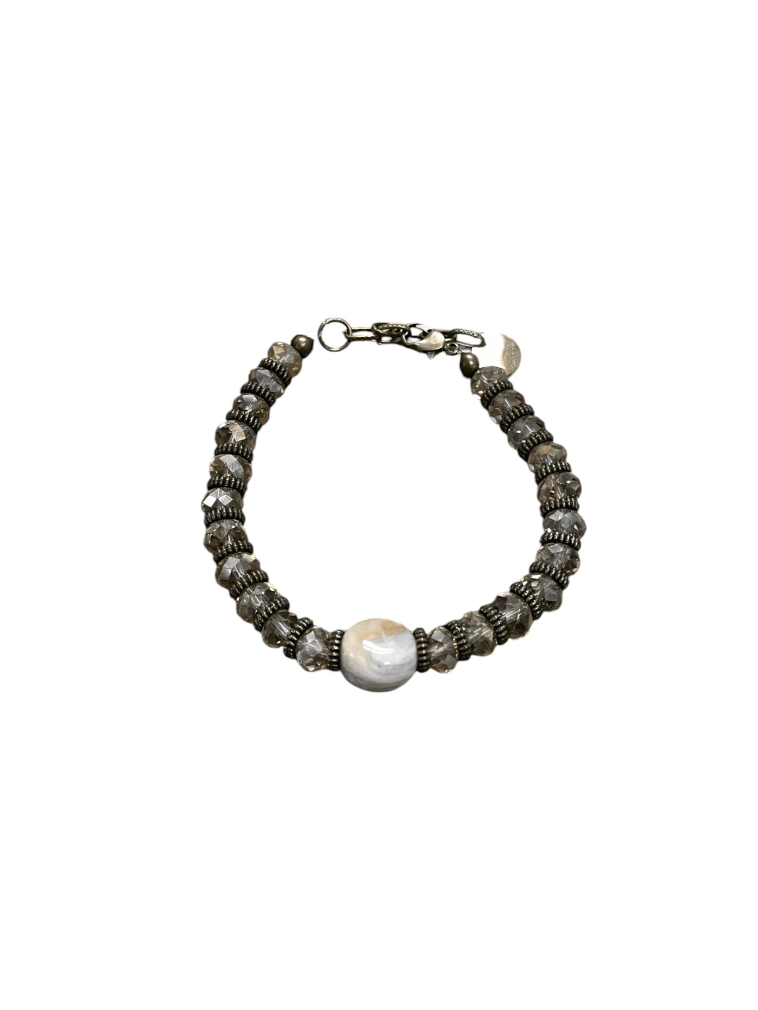 Ocean Jasper & Crystal Bracelet, Beaded Gemstone Bracelet
