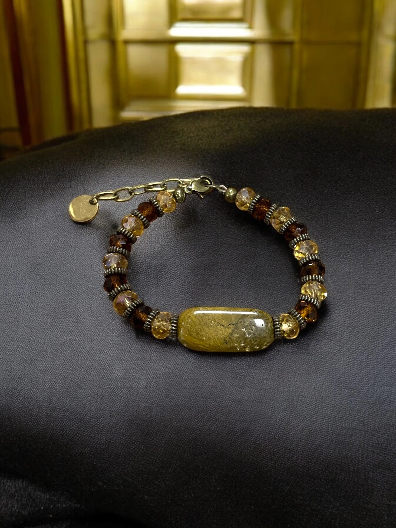 Golden Ocean Jasper & Champagne Crystal Bracelet