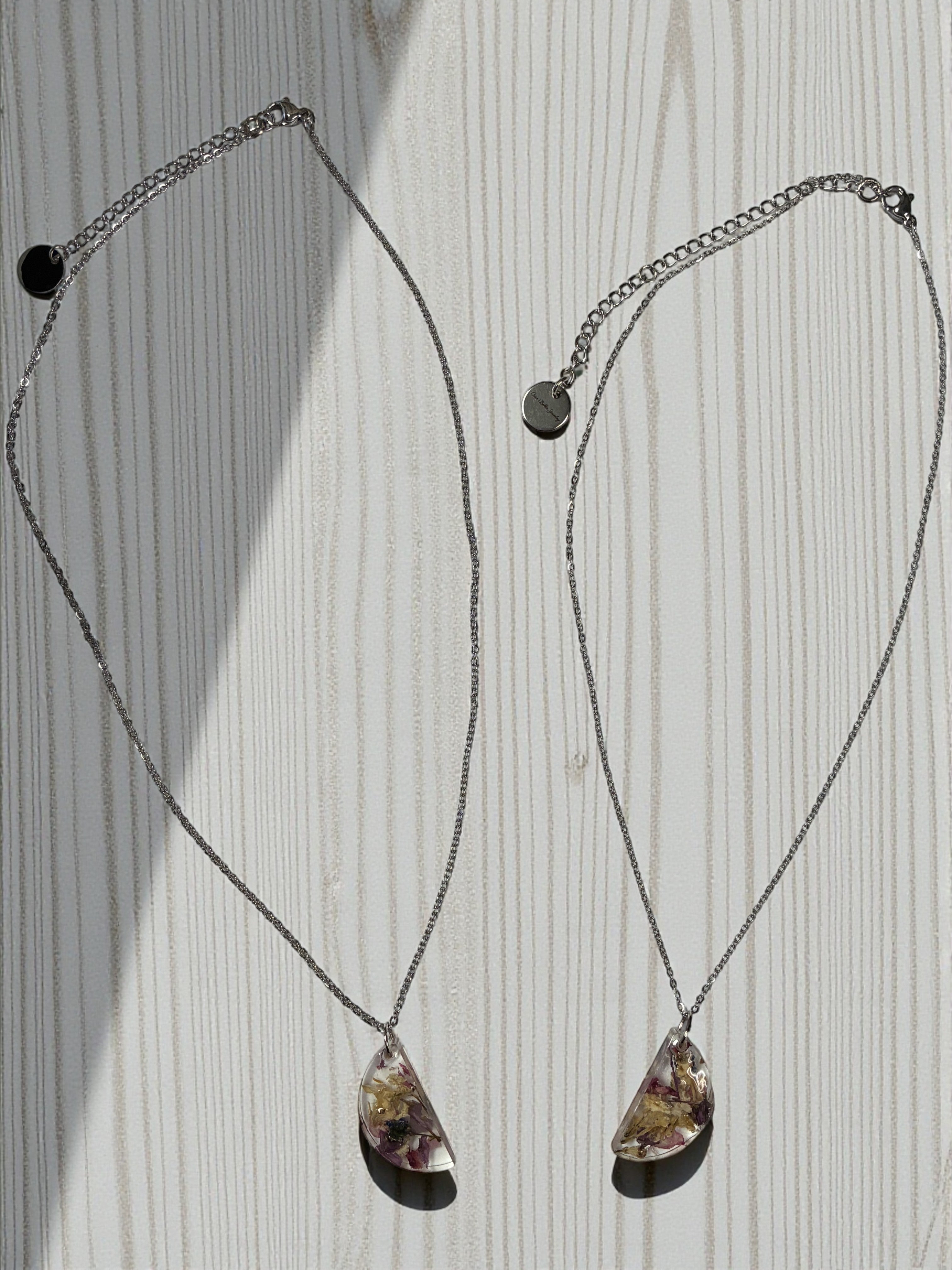 Charming Floral Resin BFF Half Circle Necklace Set