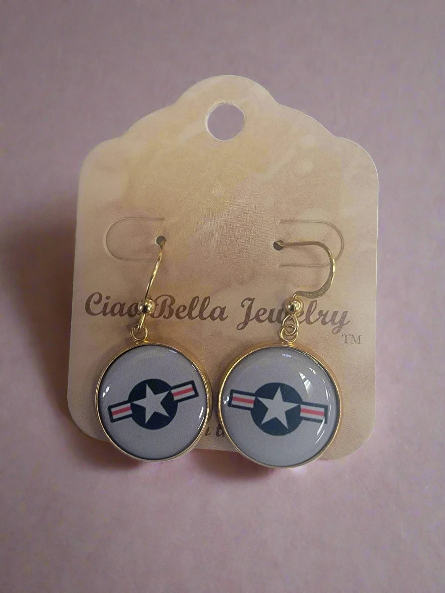 Officially Licensed Air Force Seal, Air Force Roundel, , Air Force Wings or Air Force Thunderbird Earrings - A Proud Symbol of Service and Sacrifice