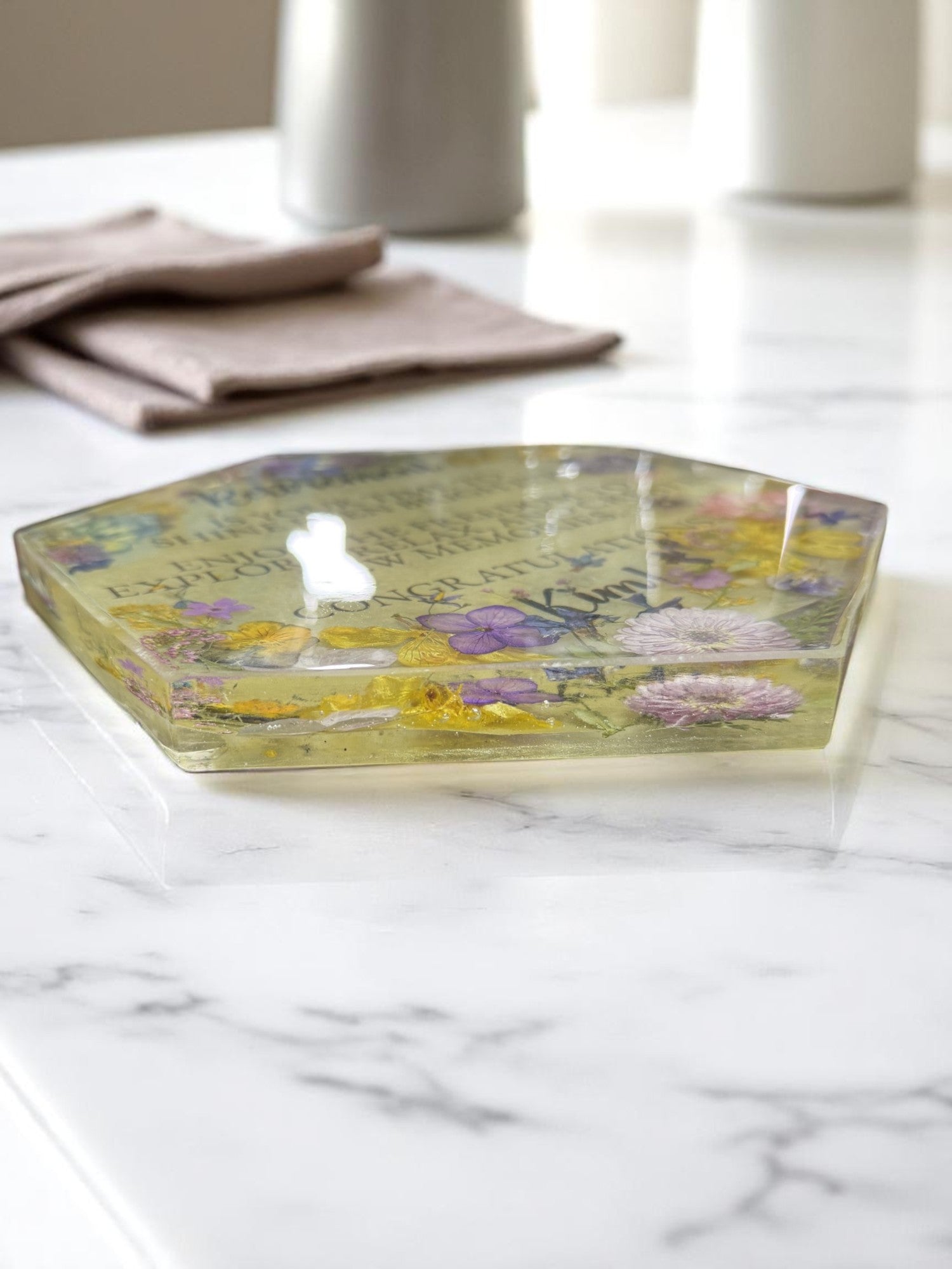 Everlasting Bloom Retirement Plaque - Personalized Resin & Real Flowers
