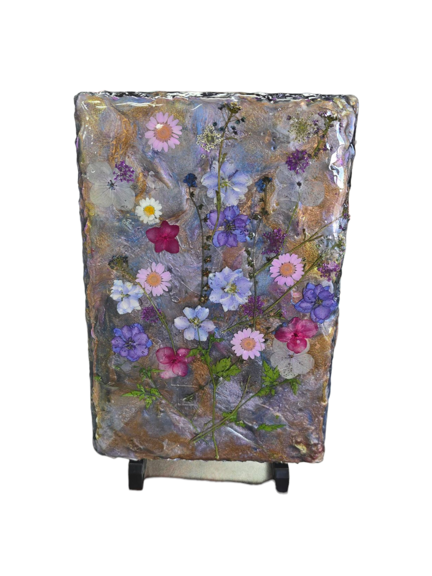 Decorative Floral Resin Slate, Perfect Mother's Day Gift, Handmade with Real Flowers