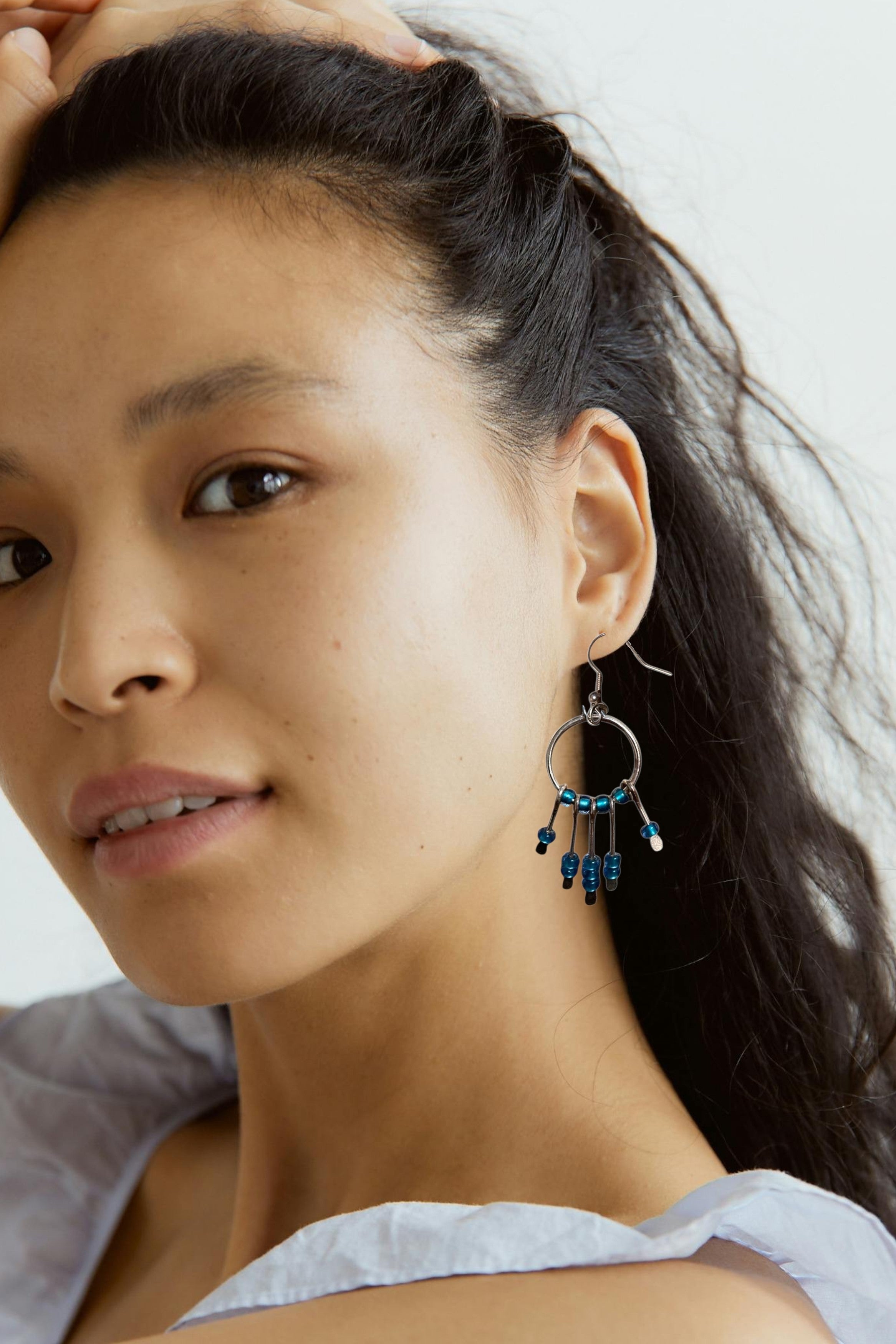 Gemstone Hoop Paddle Earring
