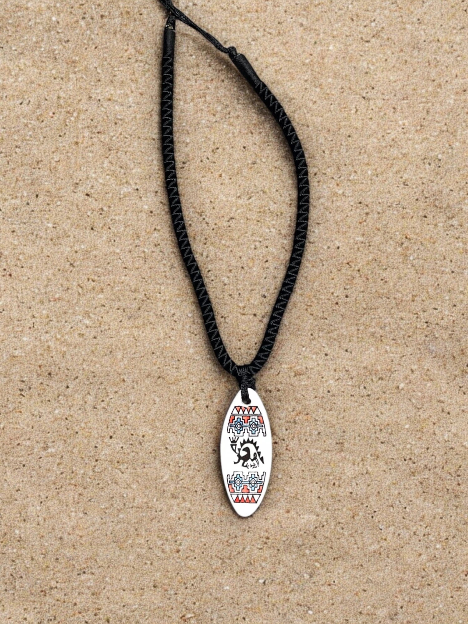 Surfboard Pendant Necklace, White Surfboard Charm, Black Cord Necklace