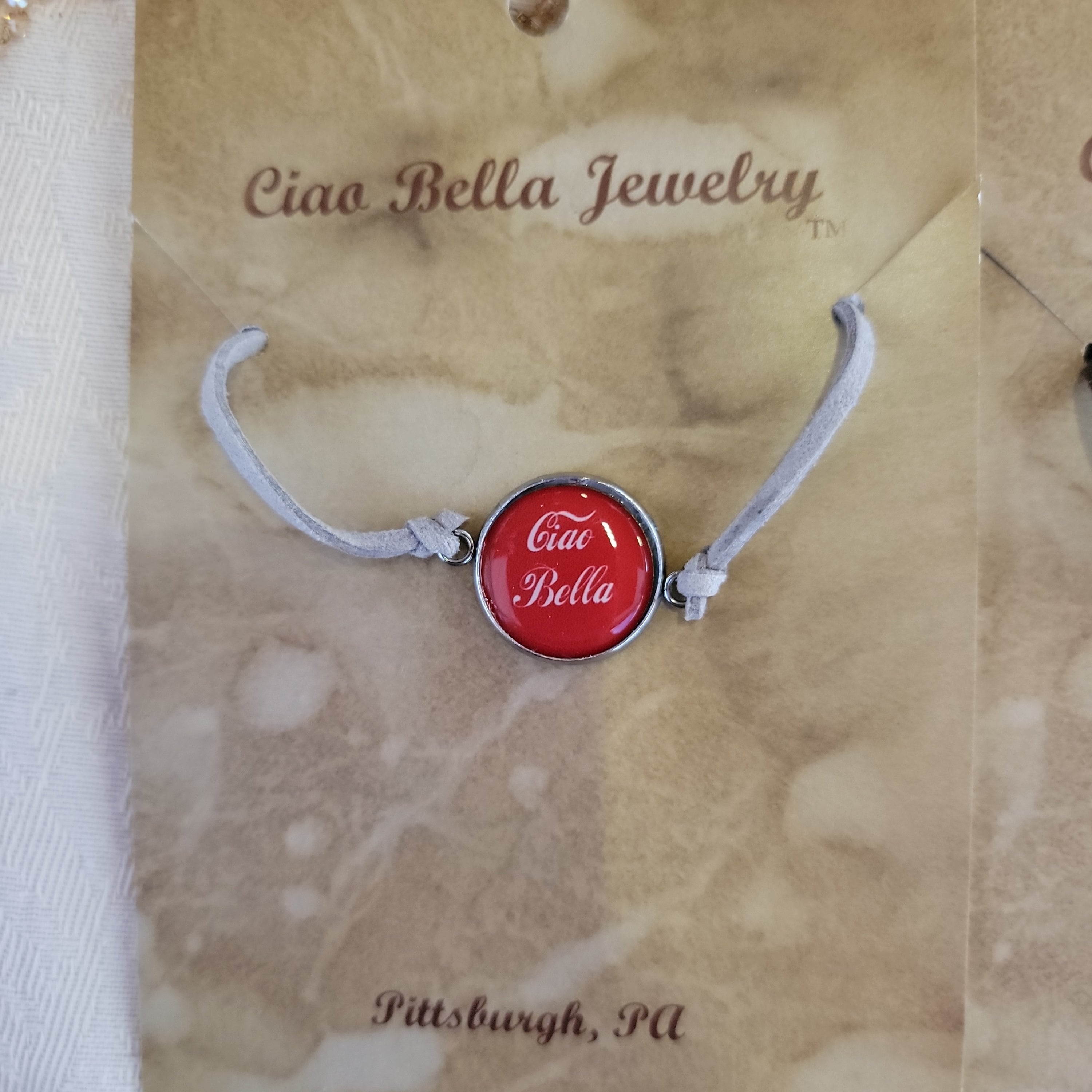 Italian Ciao Bella (Hello Beautiful) Suede Charm Bracelet