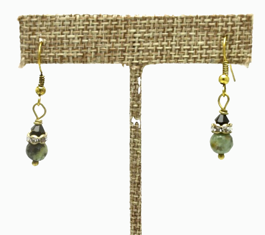 African Turquoise Dangle Earrings (Austrian Crystals)