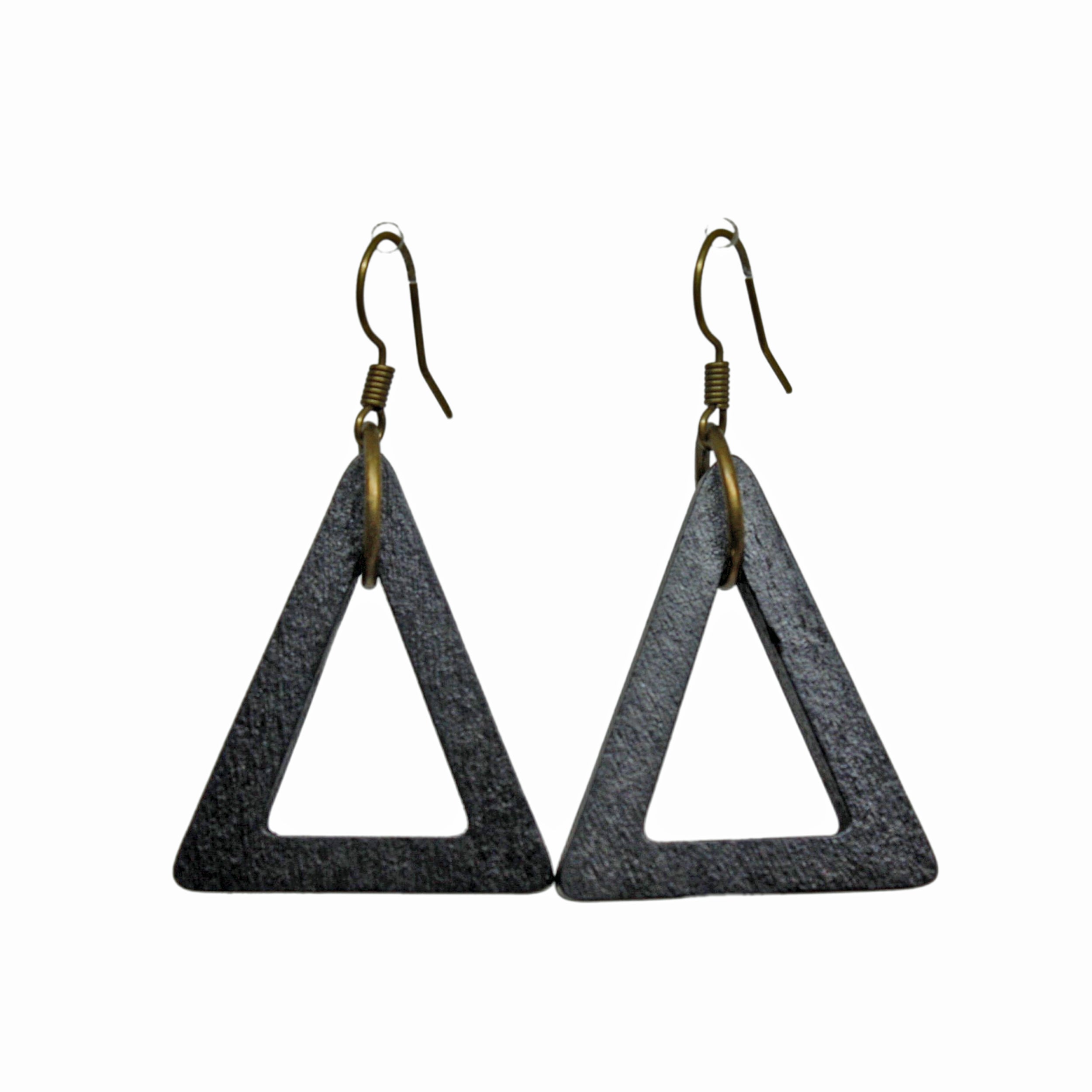 Bold & Geometric: Double Triangle Earrings in Black, Orange, Tan, Red & Mismatched