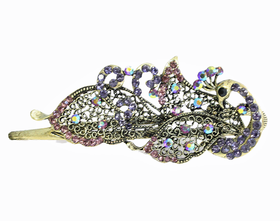 Sparkling Peacock Crystal Hair Claw - Versatile Hair Accessory