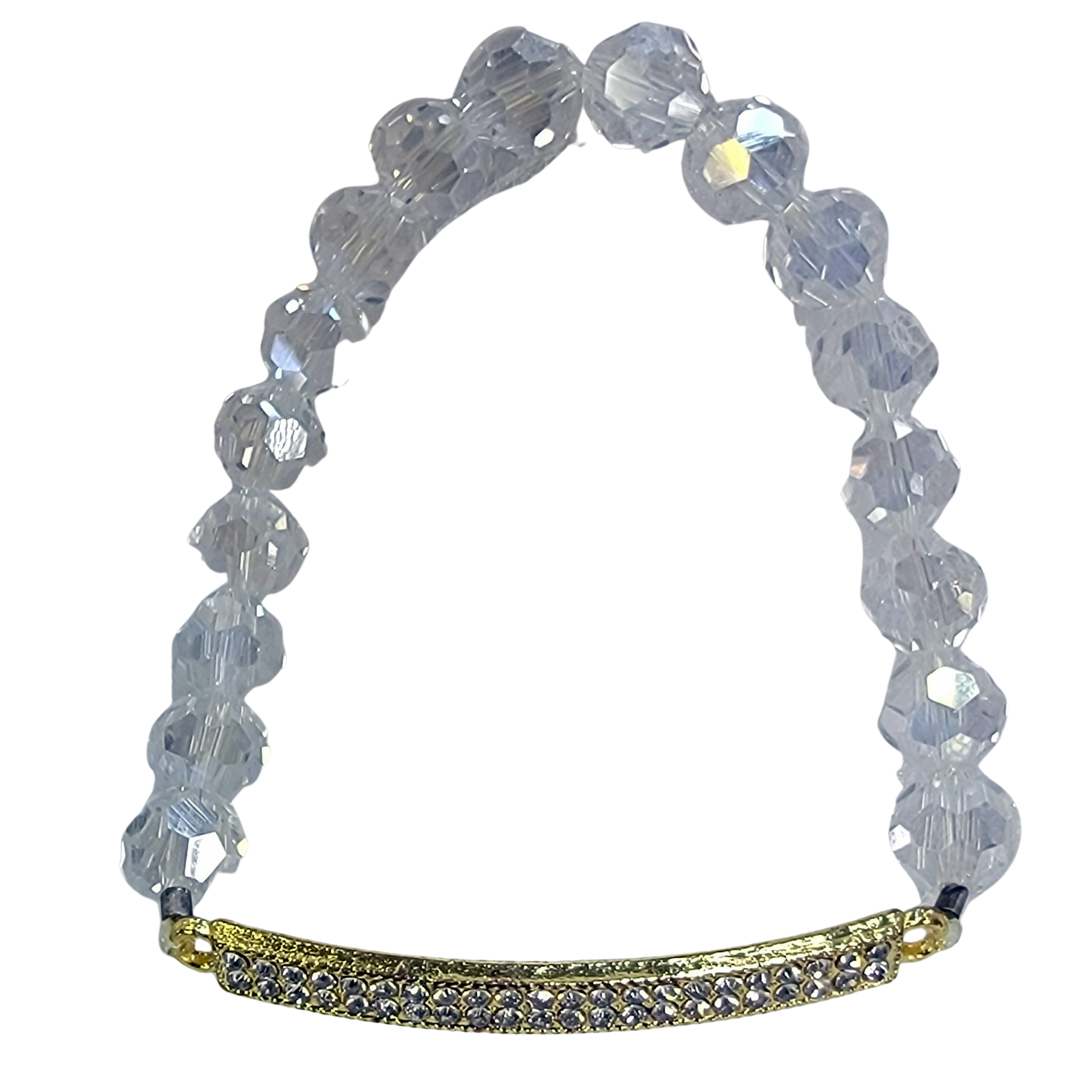 Clear Crystal Gold Bar Stretch Wedding Bridesmaid Bracelet