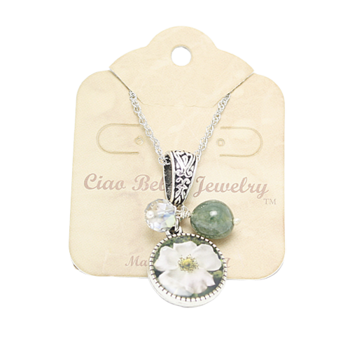 Personalized Photo Necklace with Crystal and Gemstone Charms