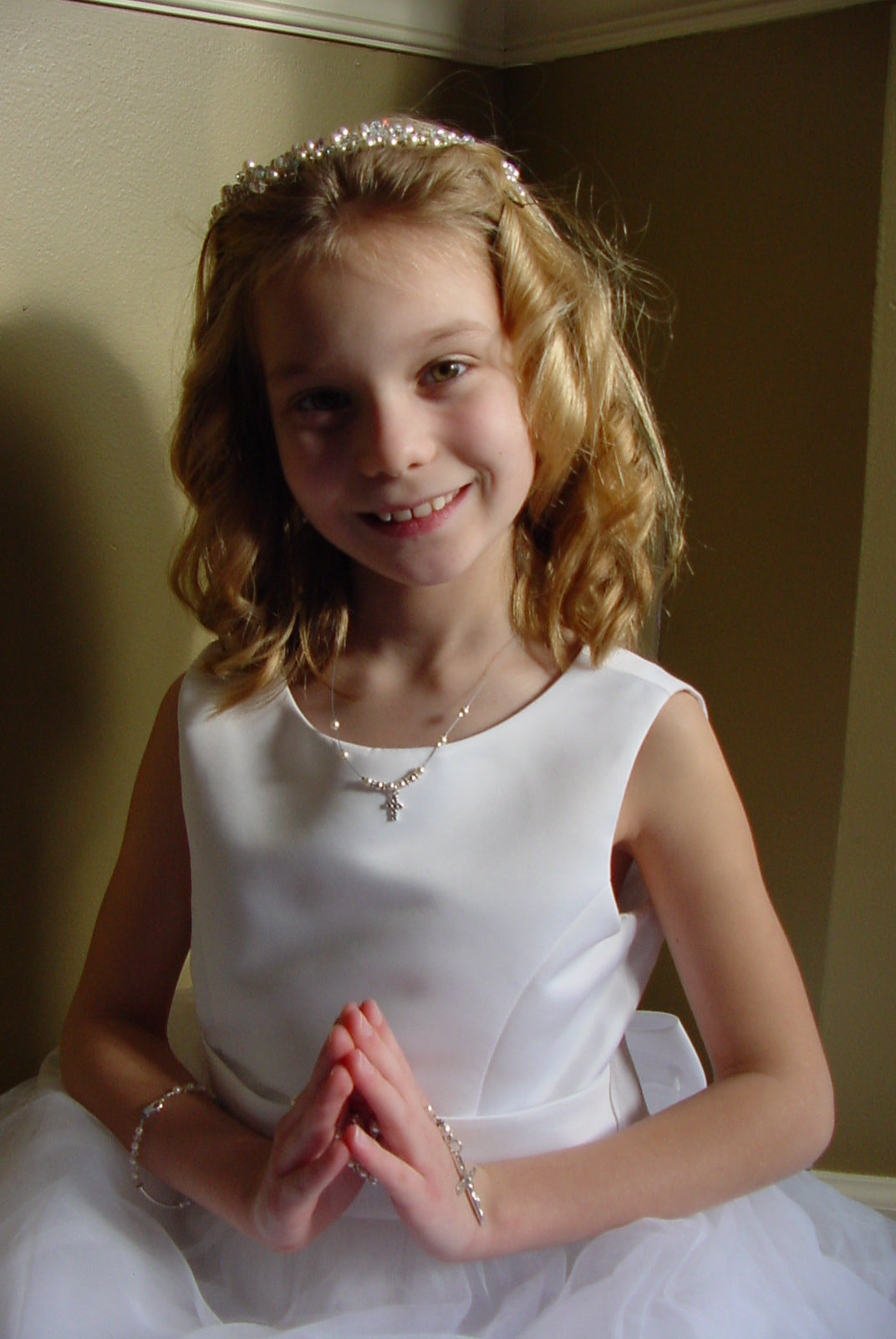 Silver Pearl and Crystal Bracelet | Wedding, Flower girl, Bridesmaid, First Communion, Confirmation