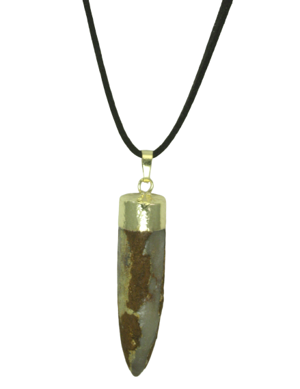 Earthy Elegance: Fossil Agate Spike Pendant Necklace (Unisex, Handmade in USA)