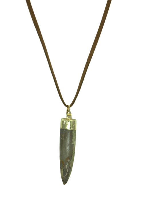 Earthy Elegance: Fossil Agate Spike Pendant Necklace (Unisex, Handmade in USA)