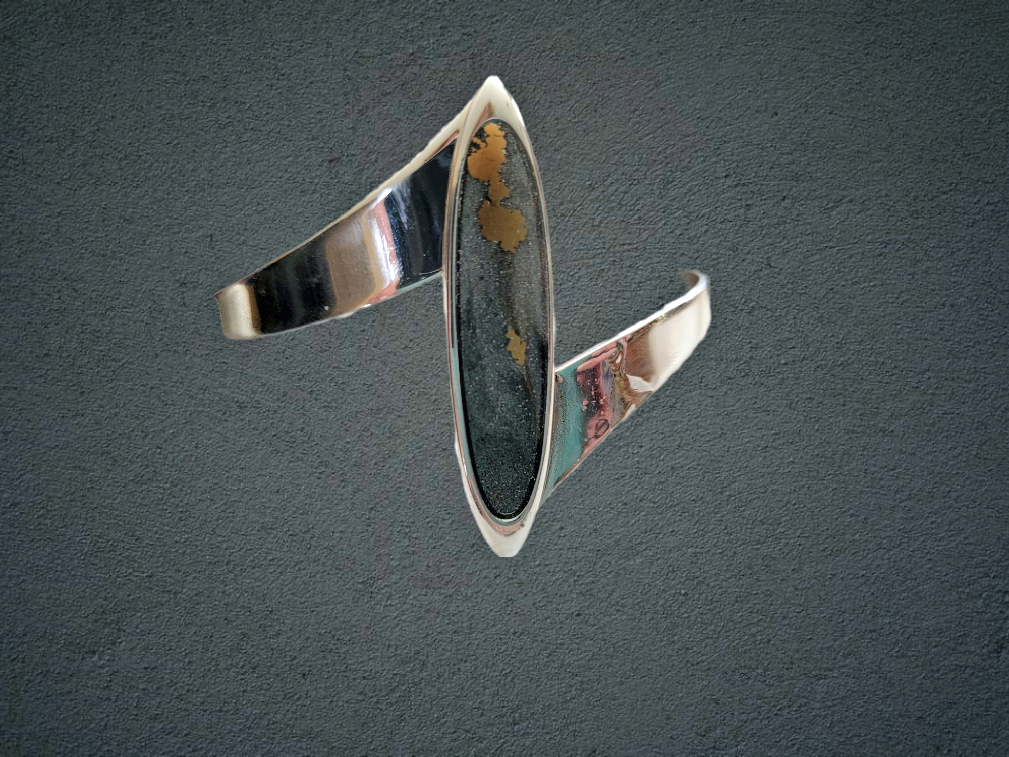 Go Gray Silver Cancer Awareness Ellipse Sterling Silver Cuff Bracelet