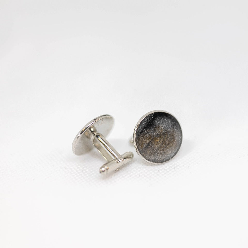 Go Gray Stainless Steel Brain Cancer Awareness Cufflinks- Non Tarnish