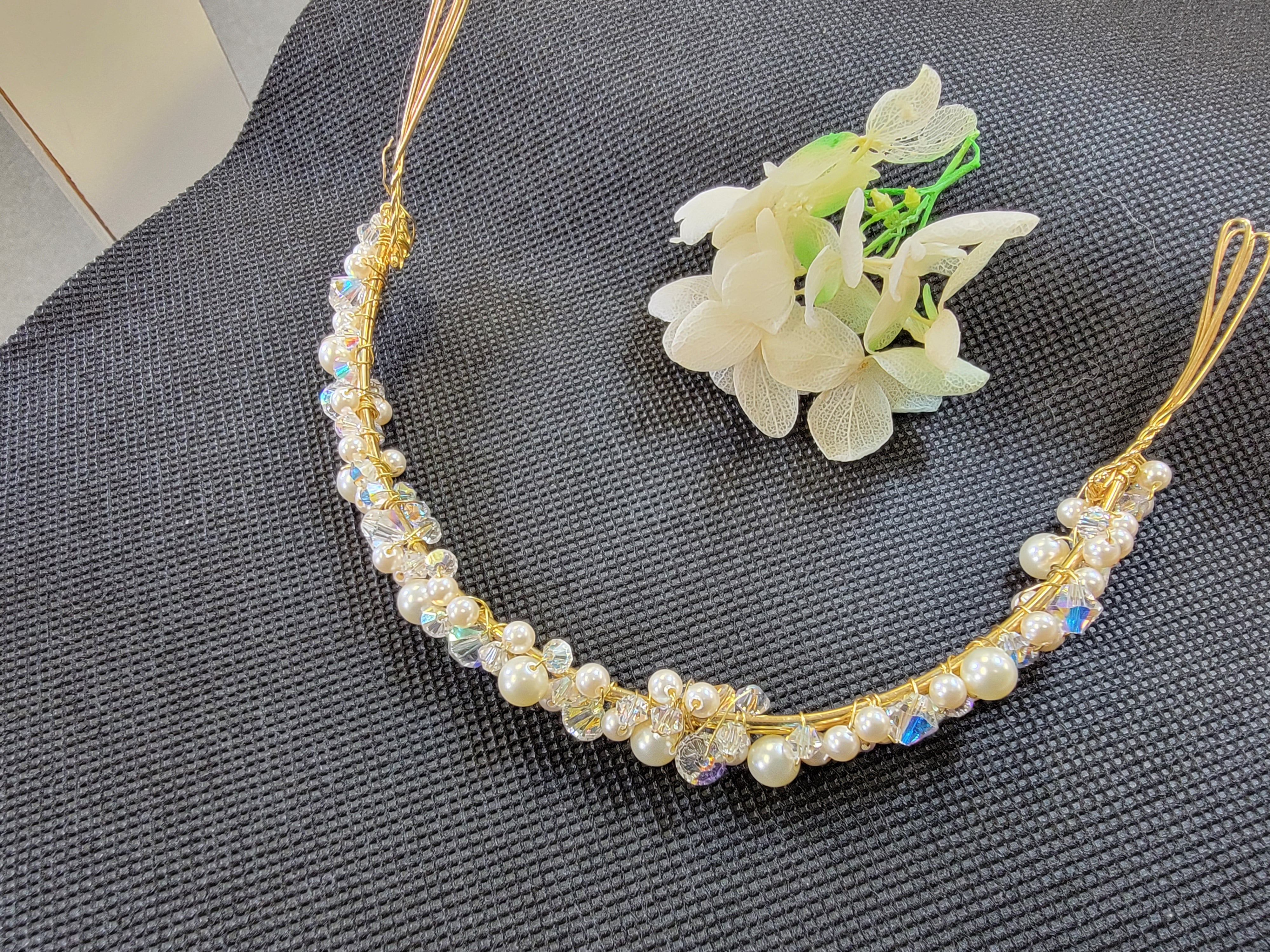Ethereal Elegance: Swarovski Crystal Bridal Tiara (Light Topaz Accents)
