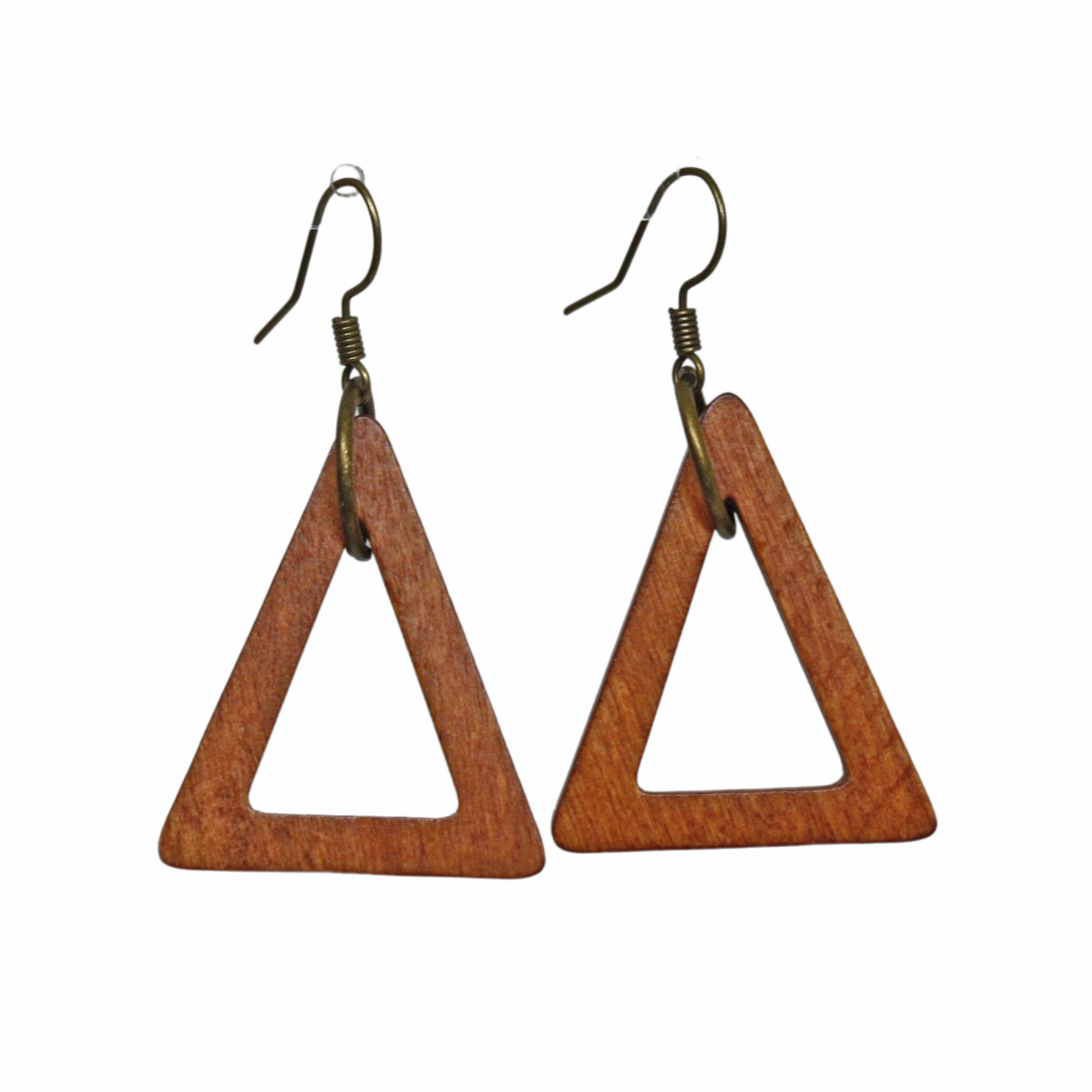 Bold & Geometric: Double Triangle Earrings in Black, Orange, Tan, Red & Mismatched