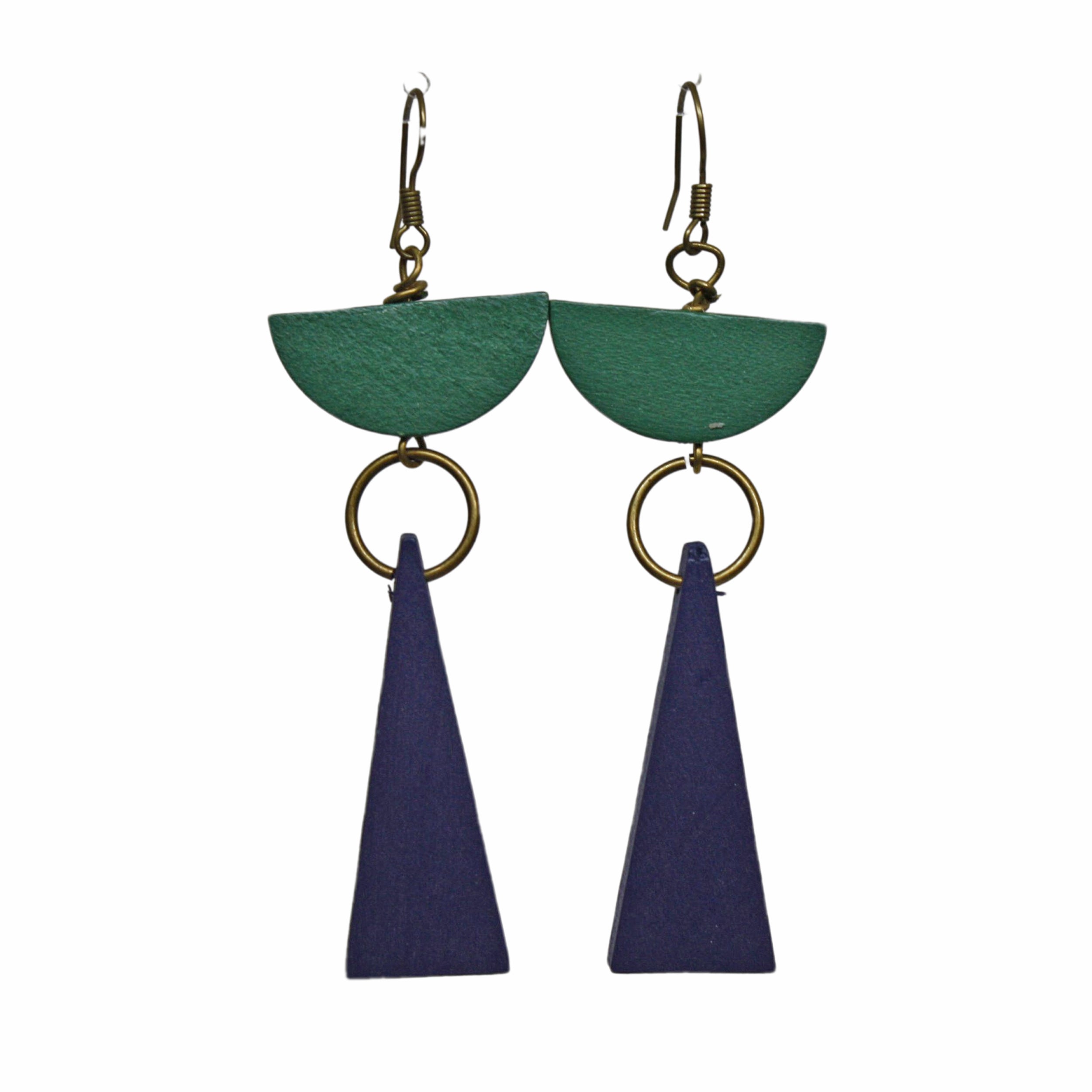 Bold and Colorful: Half Circle and Triangle Geometric Earrings