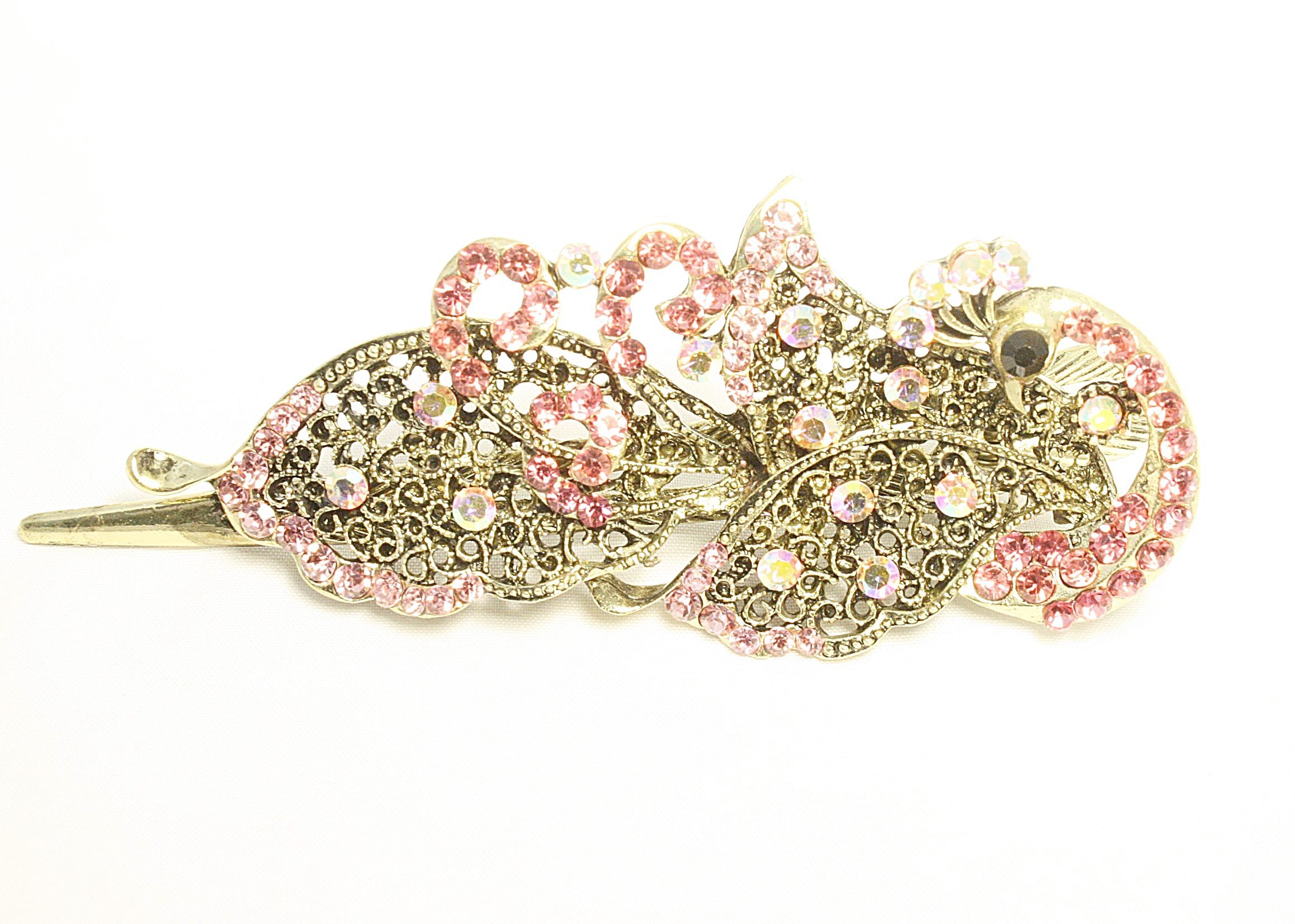 Sparkling Peacock Crystal Hair Claw - Versatile Hair Accessory