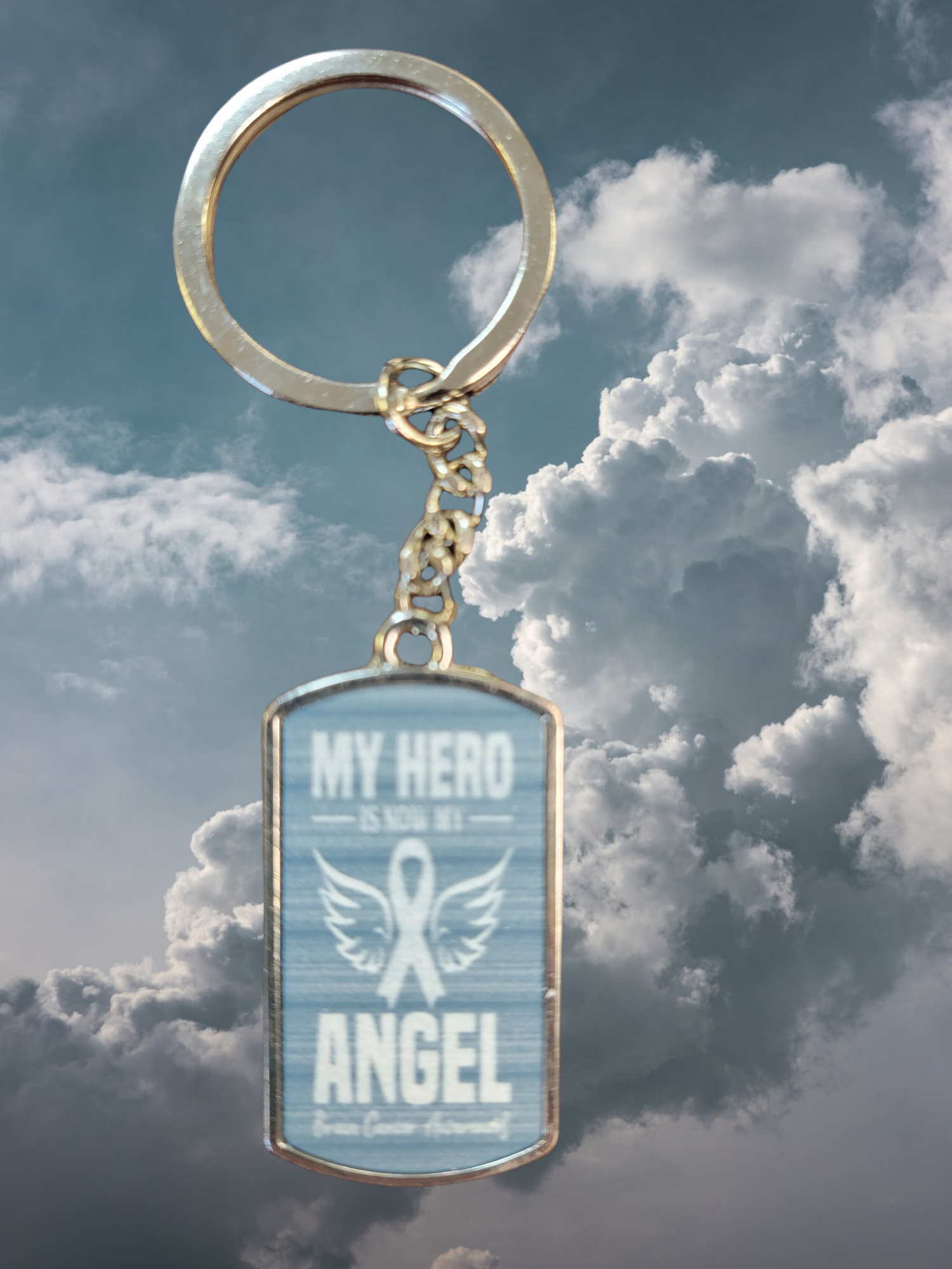 Brain Cancer Awareness Keyrings - Go Gray Charity Keychain