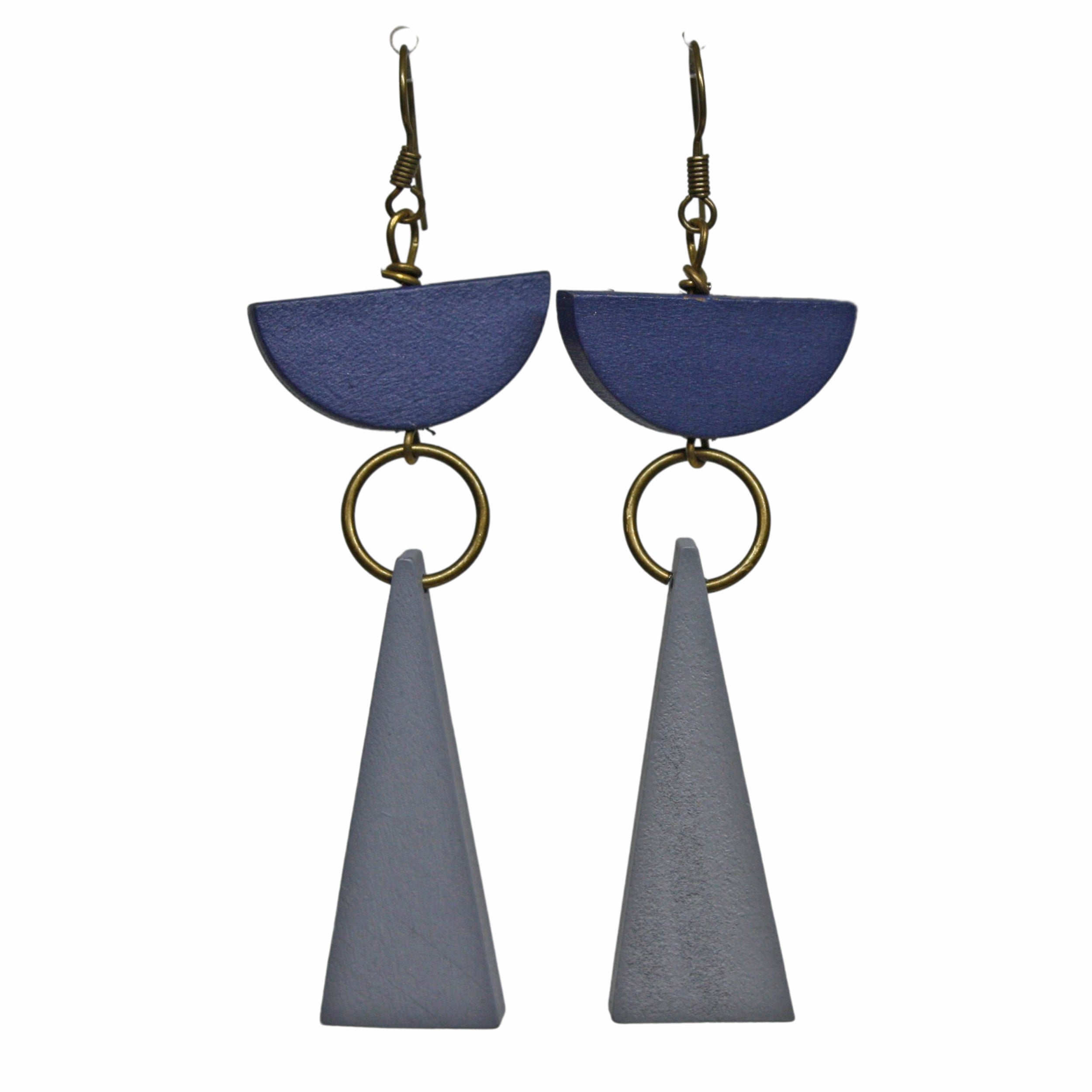 Bold and Colorful: Half Circle and Triangle Geometric Earrings