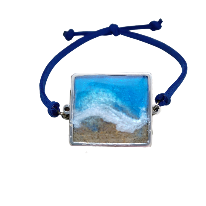 Beach Sand and Ocean Wave Suede Square Bracelets
