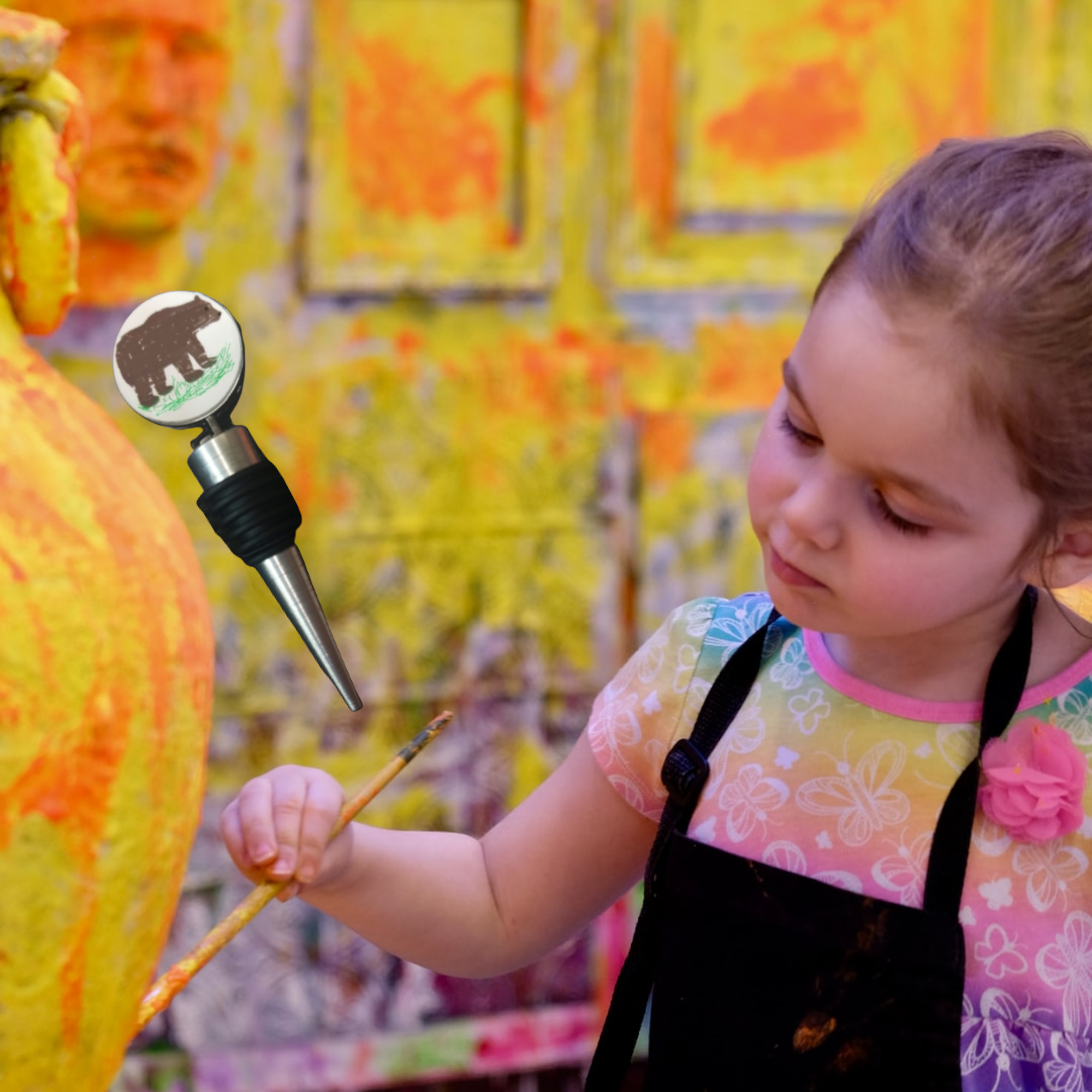 Personalized Child Artist Artwork Wine Bottle Stopper