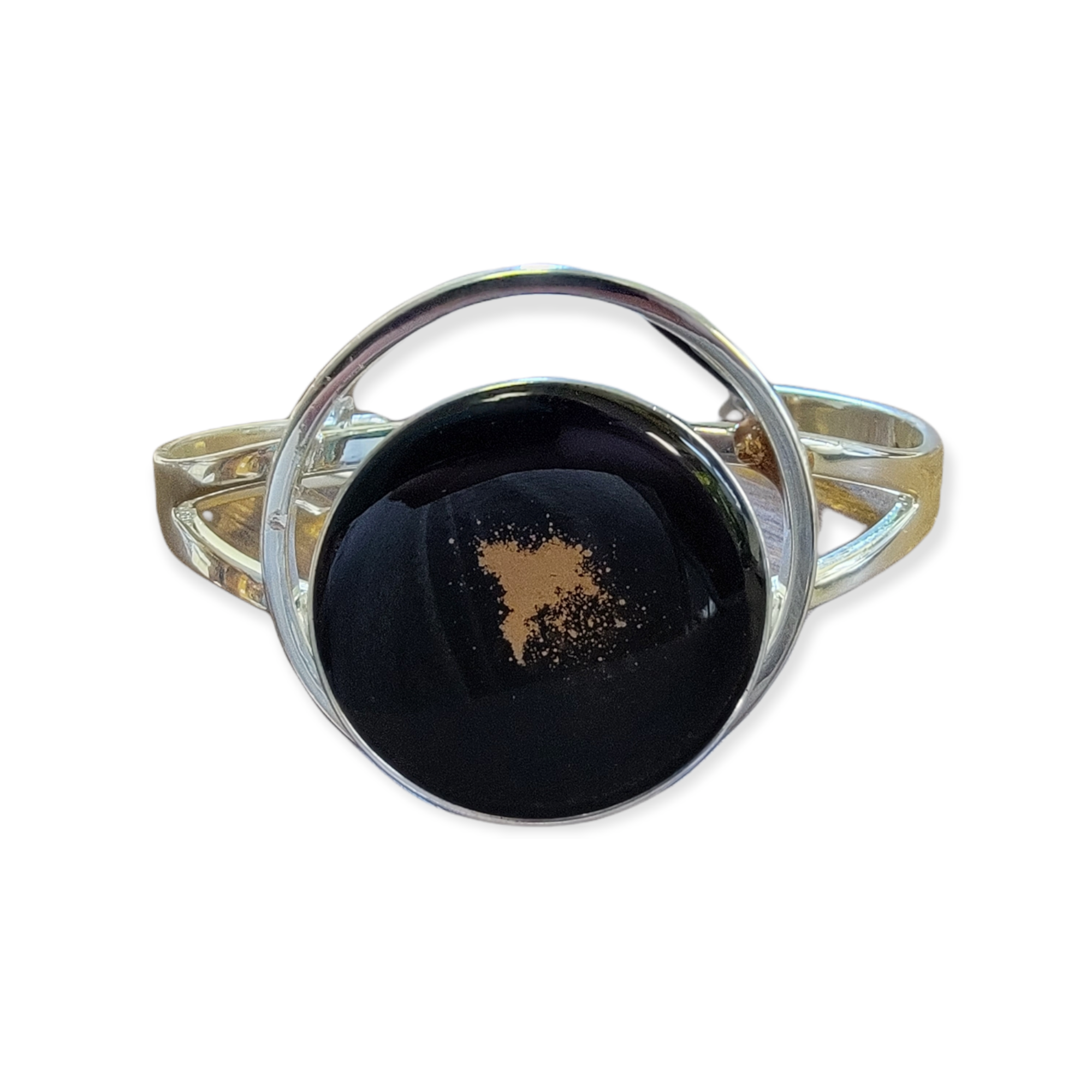 Modern  Sterling Resin Art Statement Cuff