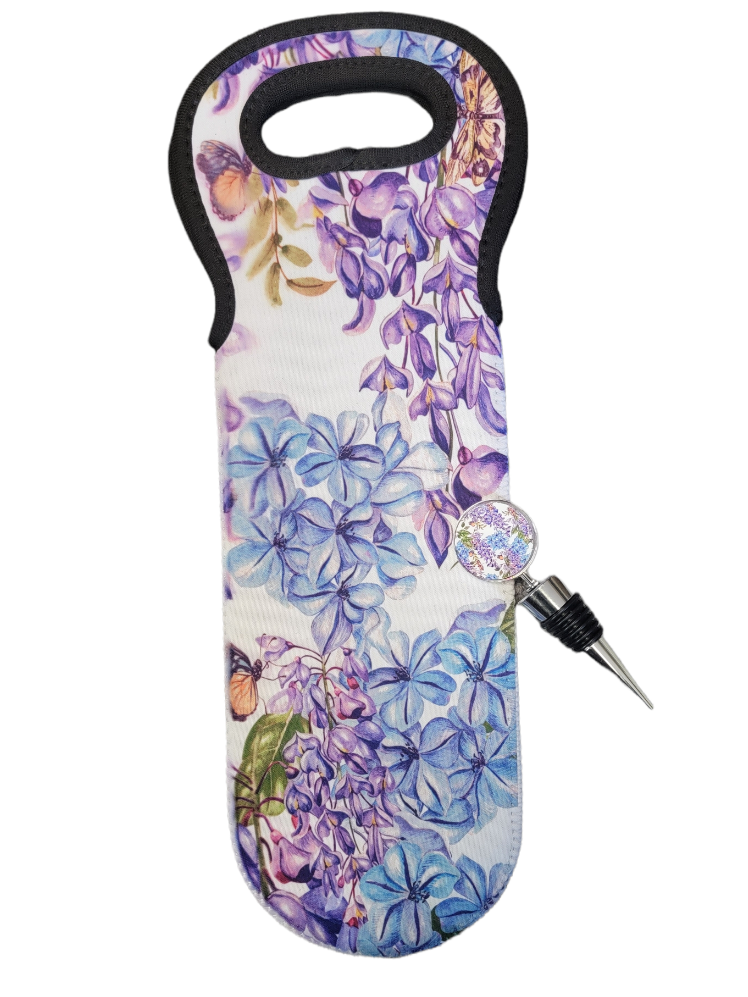 Flower Wine Bag and Wine Stopper Set