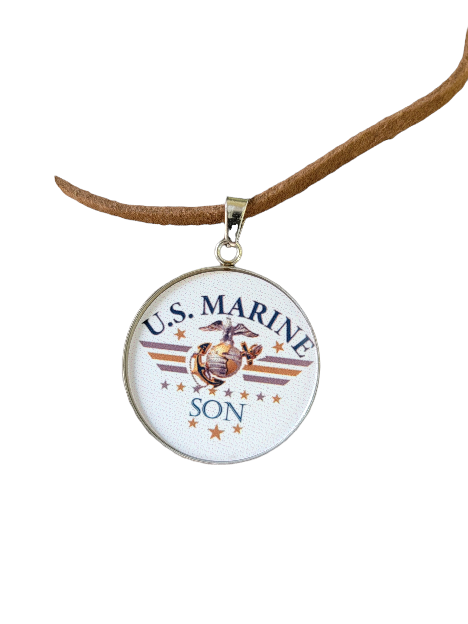Marine Corp Son Eagle Globe Anchor Pendant Necklace, Perfect Gift for Marine Lovers and Patriots, Unique Design,  24 Inch