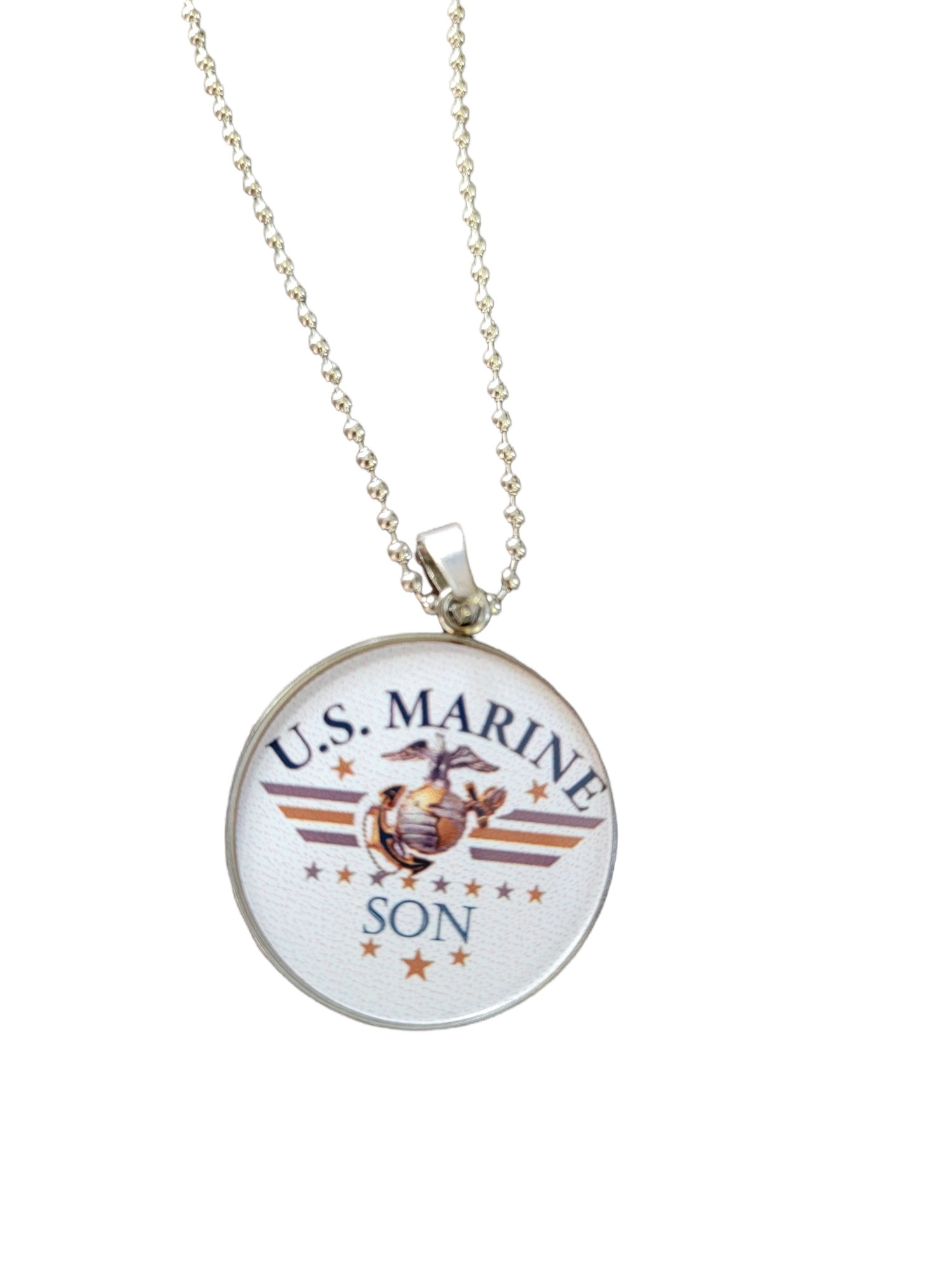 Marine Corp Son Eagle Globe Anchor Pendant Necklace, Perfect Gift for Marine Lovers and Patriots, Unique Design,  24 Inch