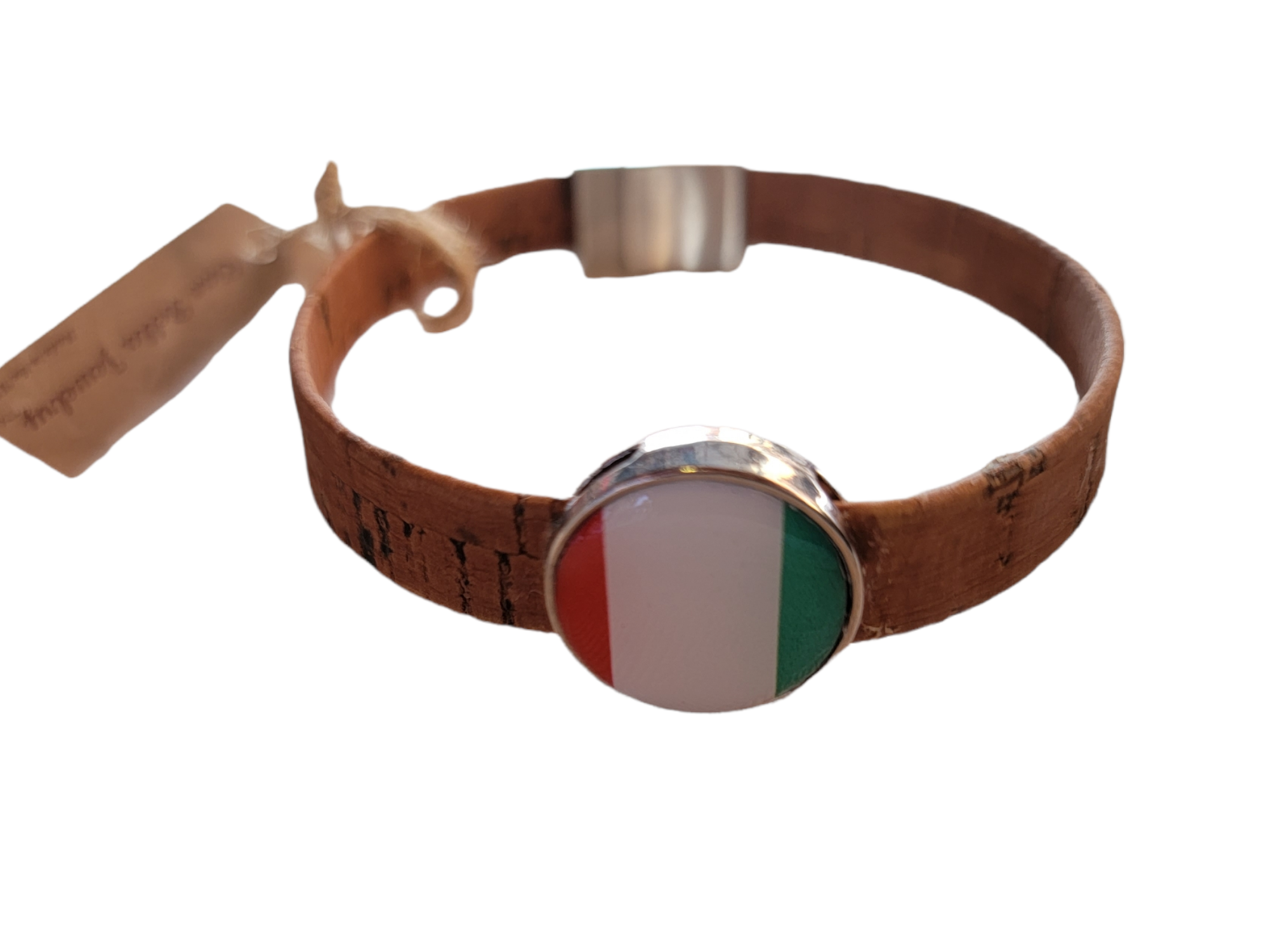 Ciao Bella Italian Flag Cork Bracelet - Handmade, Sustainable, Magnetic Clasp
