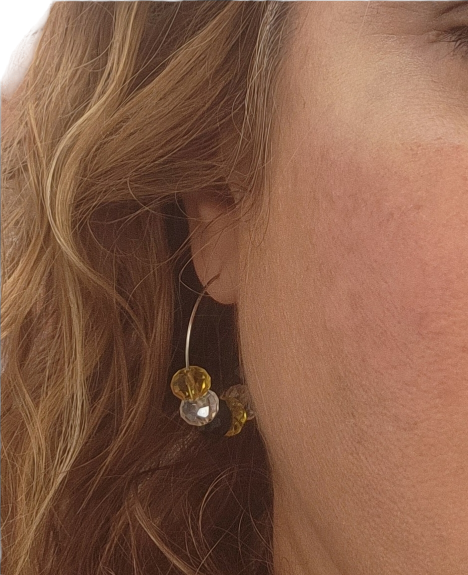 Black and Gold Crystal Hoop Earrings - Pittsburgh Sports Fan Must-Have