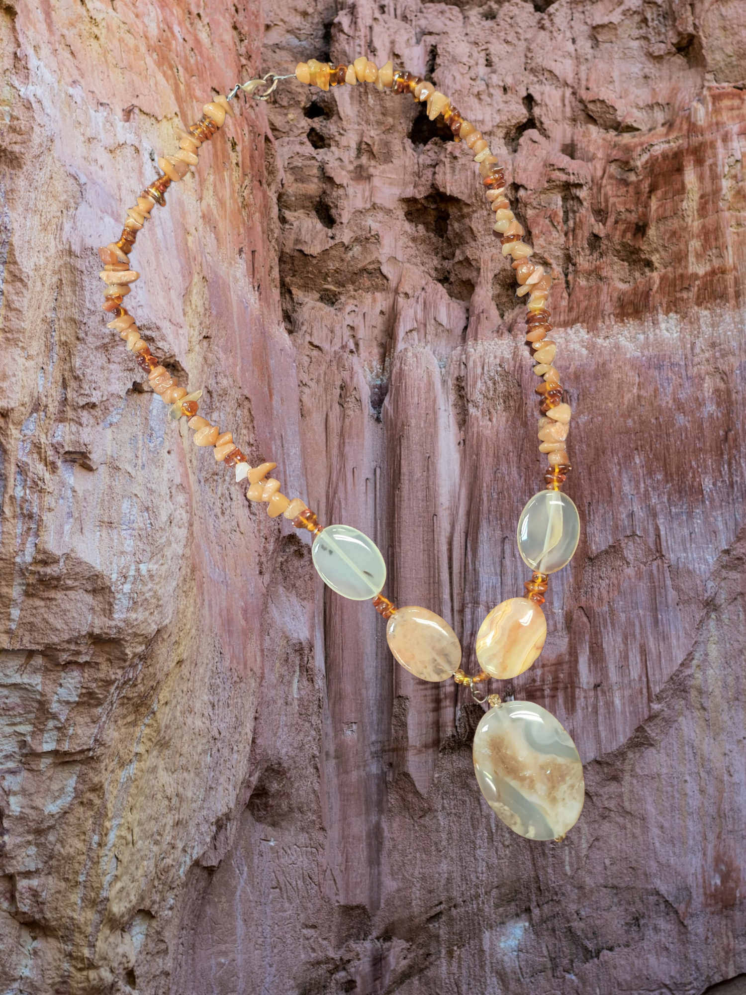 Carnillian & Striped Agate pendant Necklace