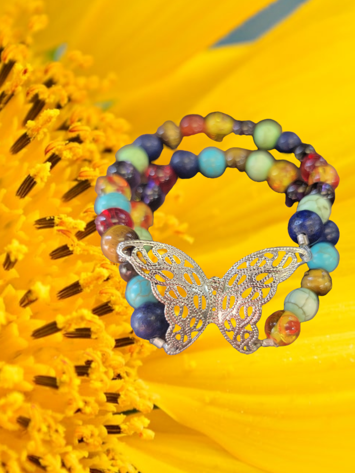 Colorful Butterfly Chakra Bracelet - Gemstone