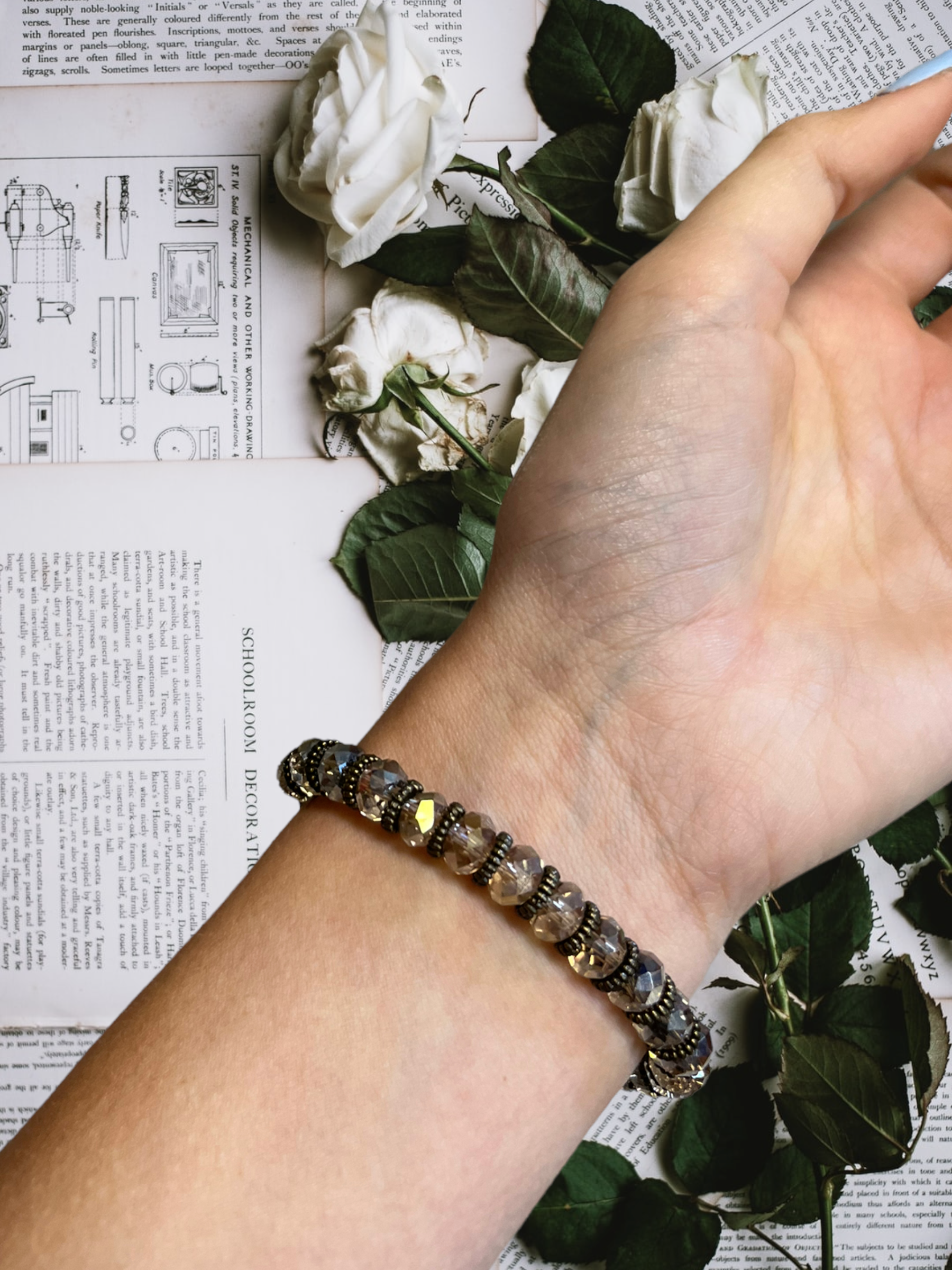 Stunning Resin Rose Stretch Bracelet - Handmade and Unique