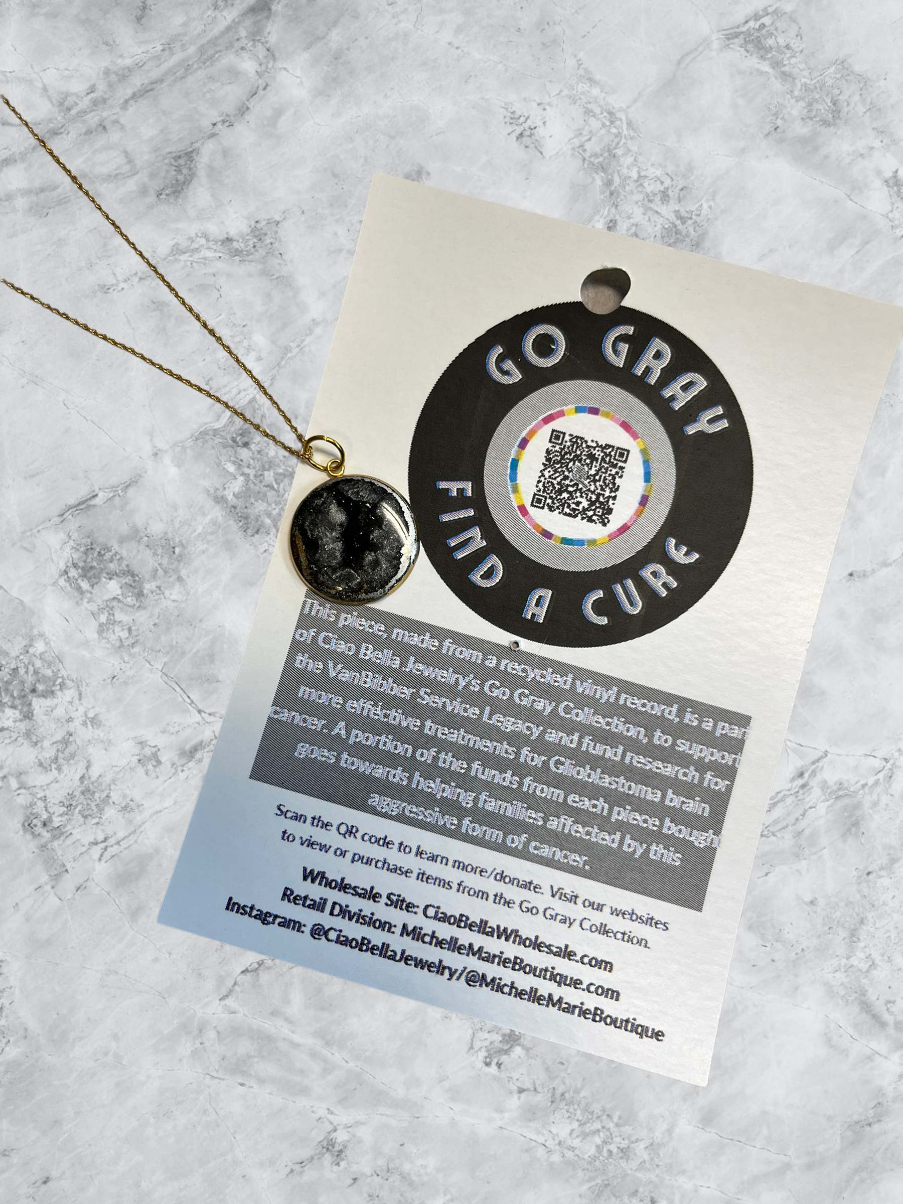 Go Gray Gold Cancer Awareness Necklace