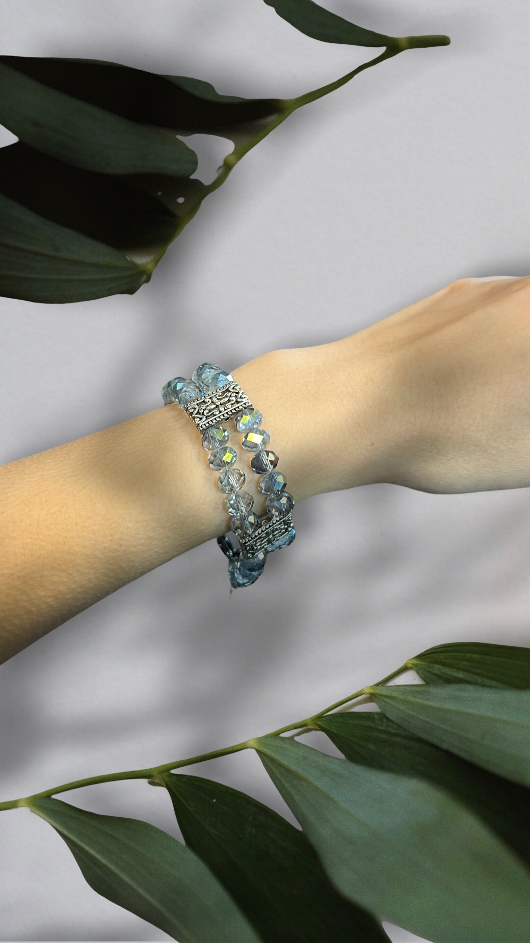 Midnight Sparkle Clear Crystal Stack Bracelet