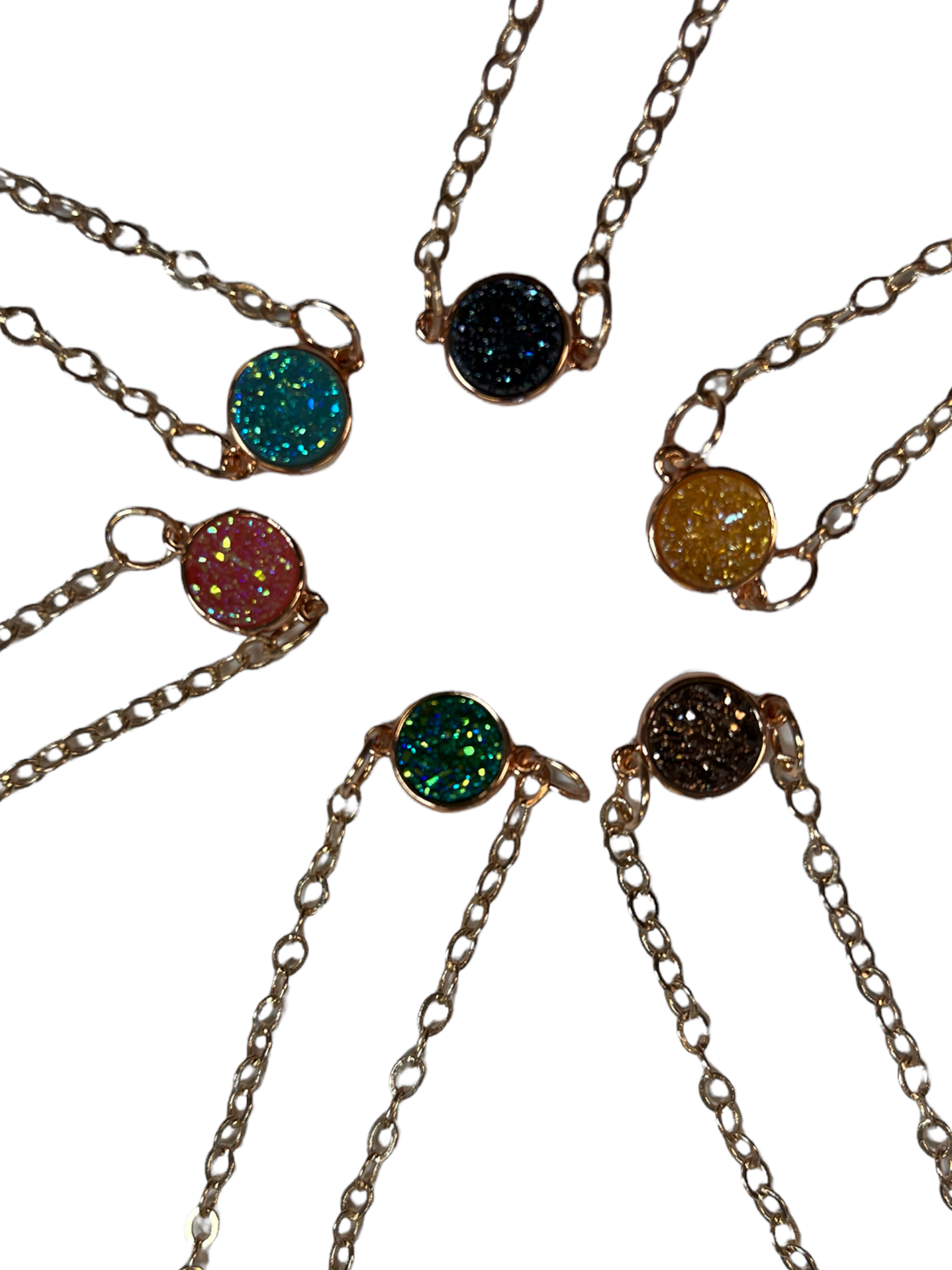 Delicate Rose Gold Druzy Pendant Necklace