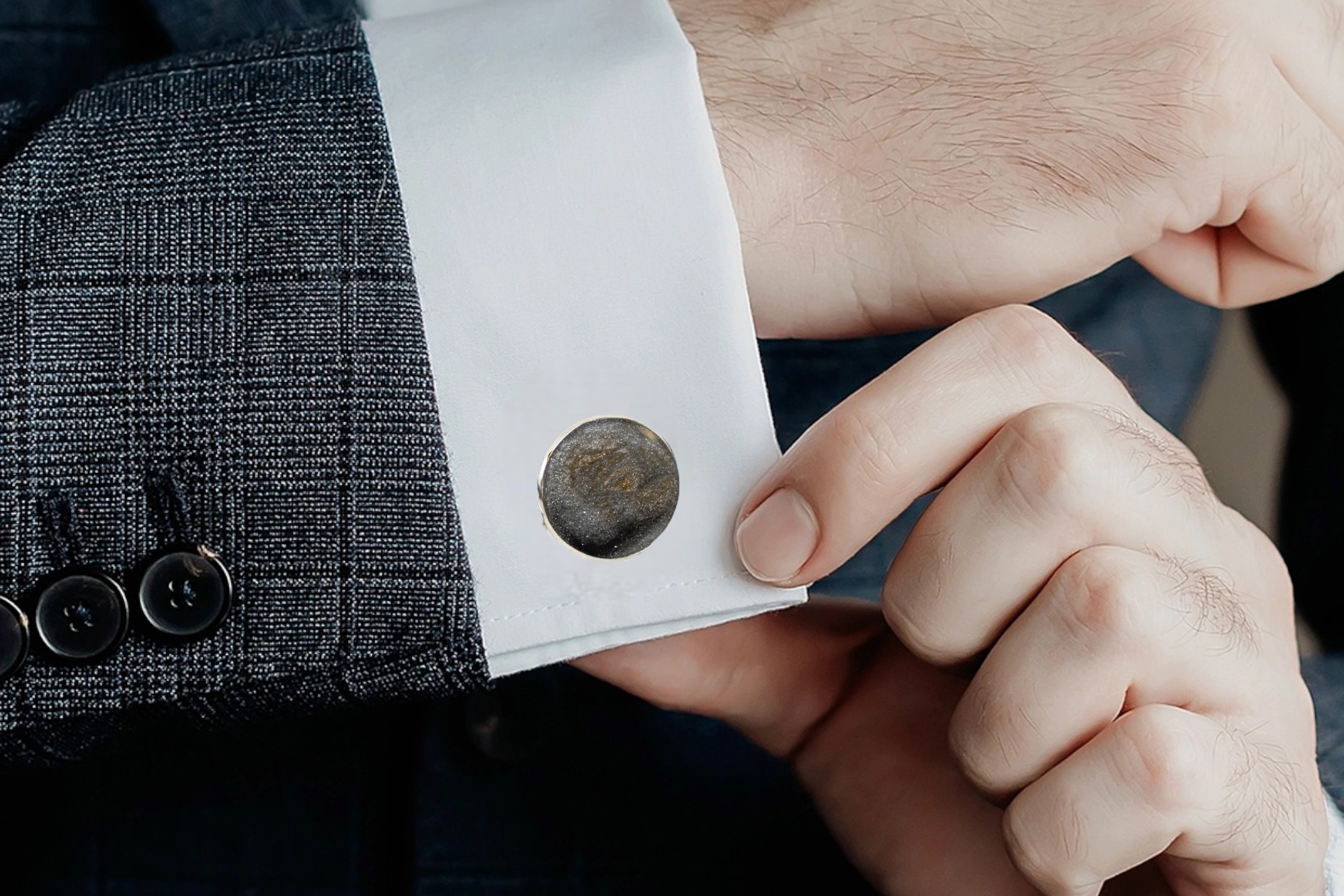 Go Gray Stainless Steel Brain Cancer Awareness Cufflinks- Non Tarnish