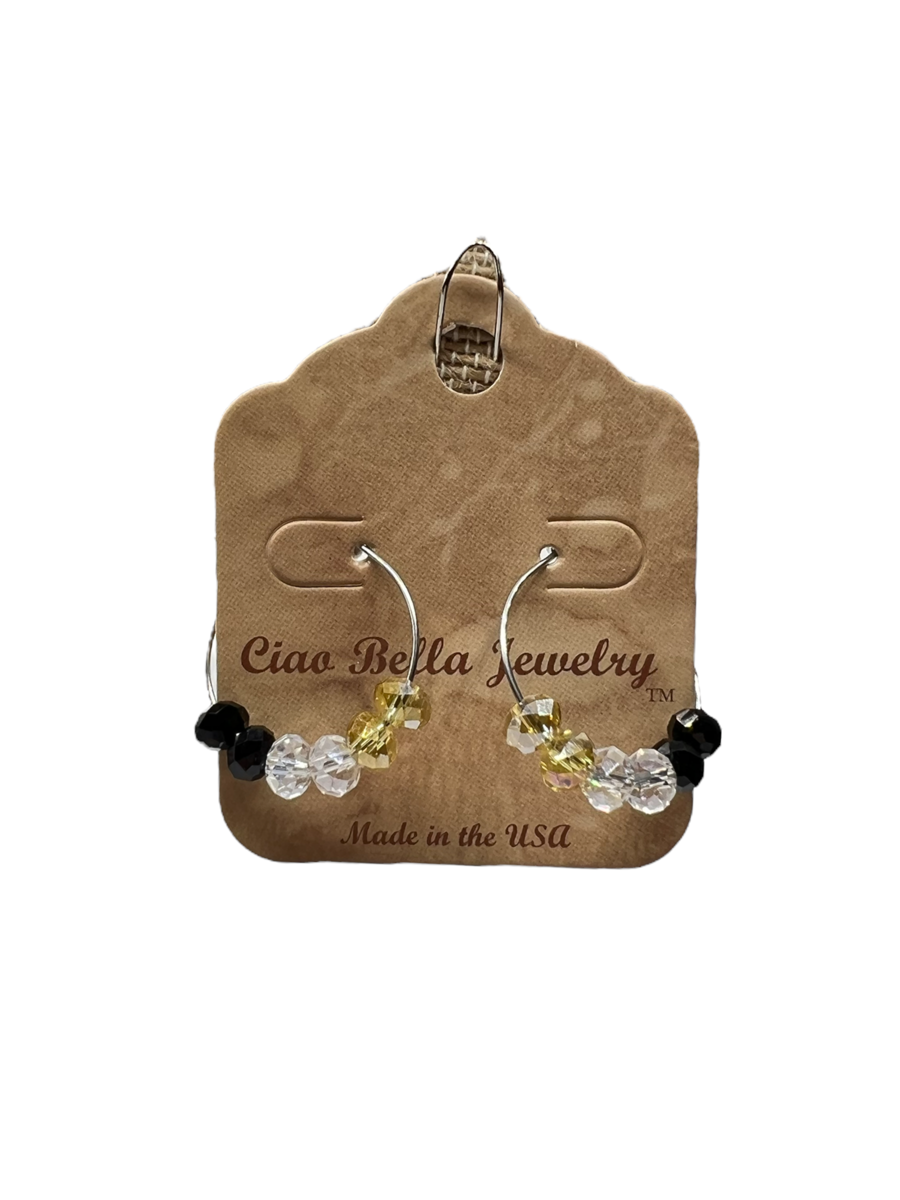 Black and Gold Crystal Hoop Earrings - Pittsburgh Sports Fan Must-Have