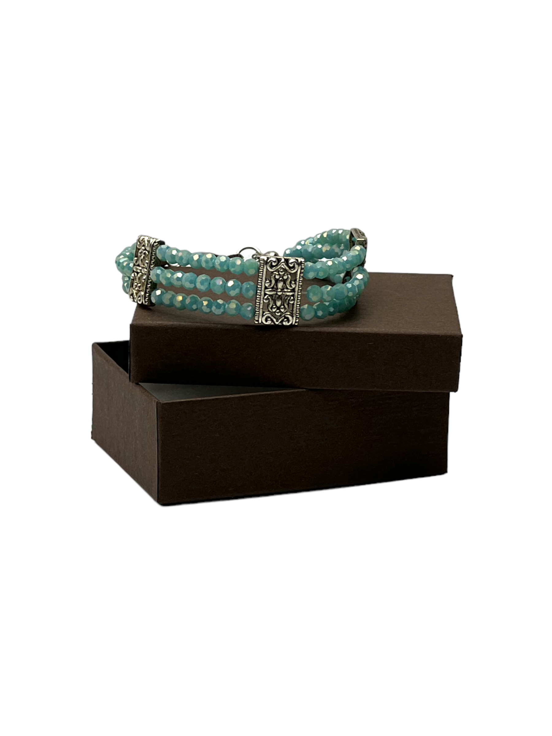 Turquoise Multi-Strand Crystal Bracelet | Adjustable