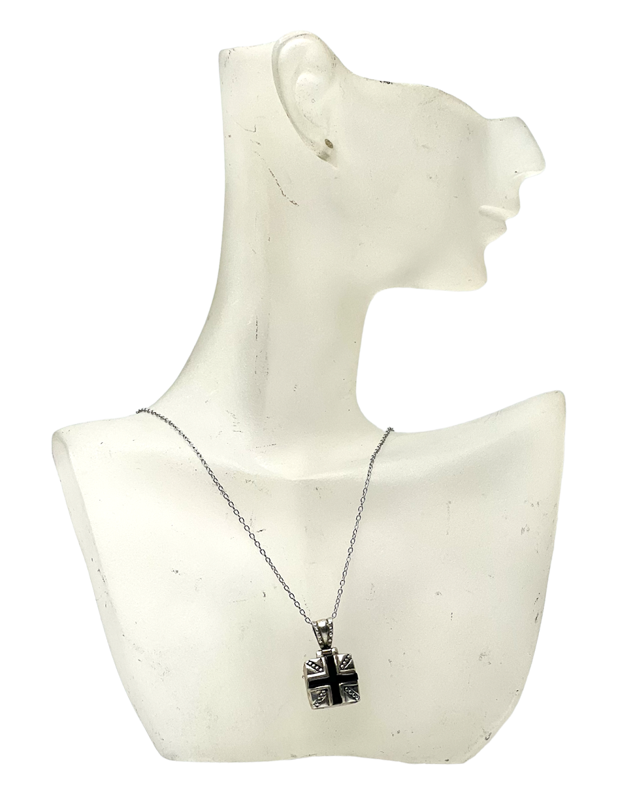 Sterling Silver Black Cross Pendant Necklace